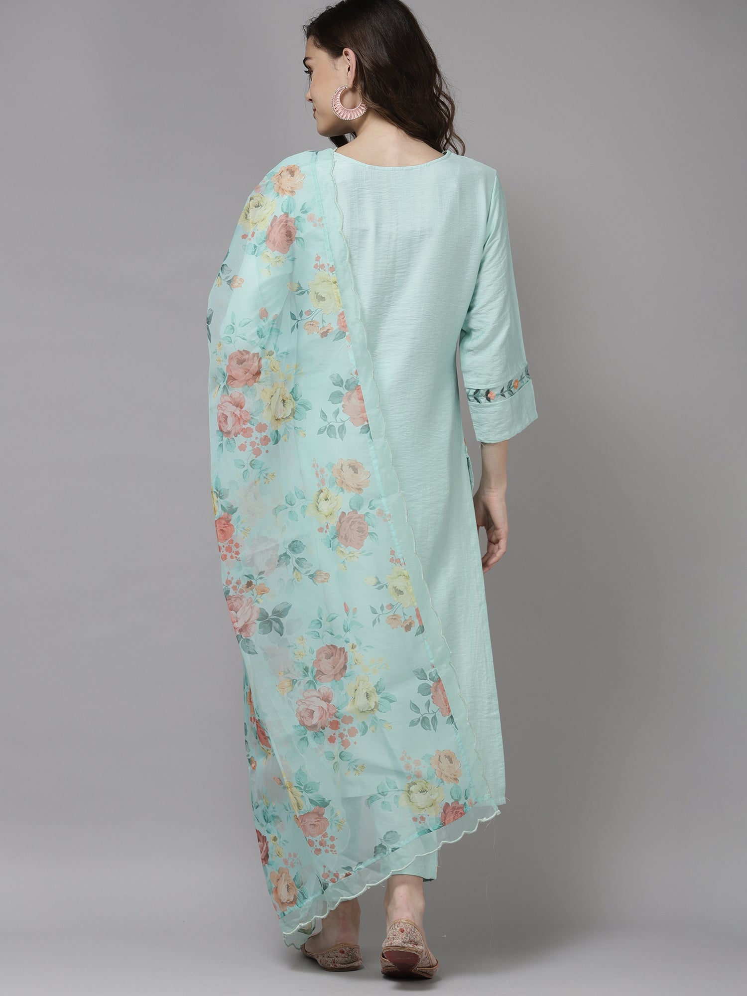 Women's Sea Green Viscose Rayon Kurta Set - Taantav