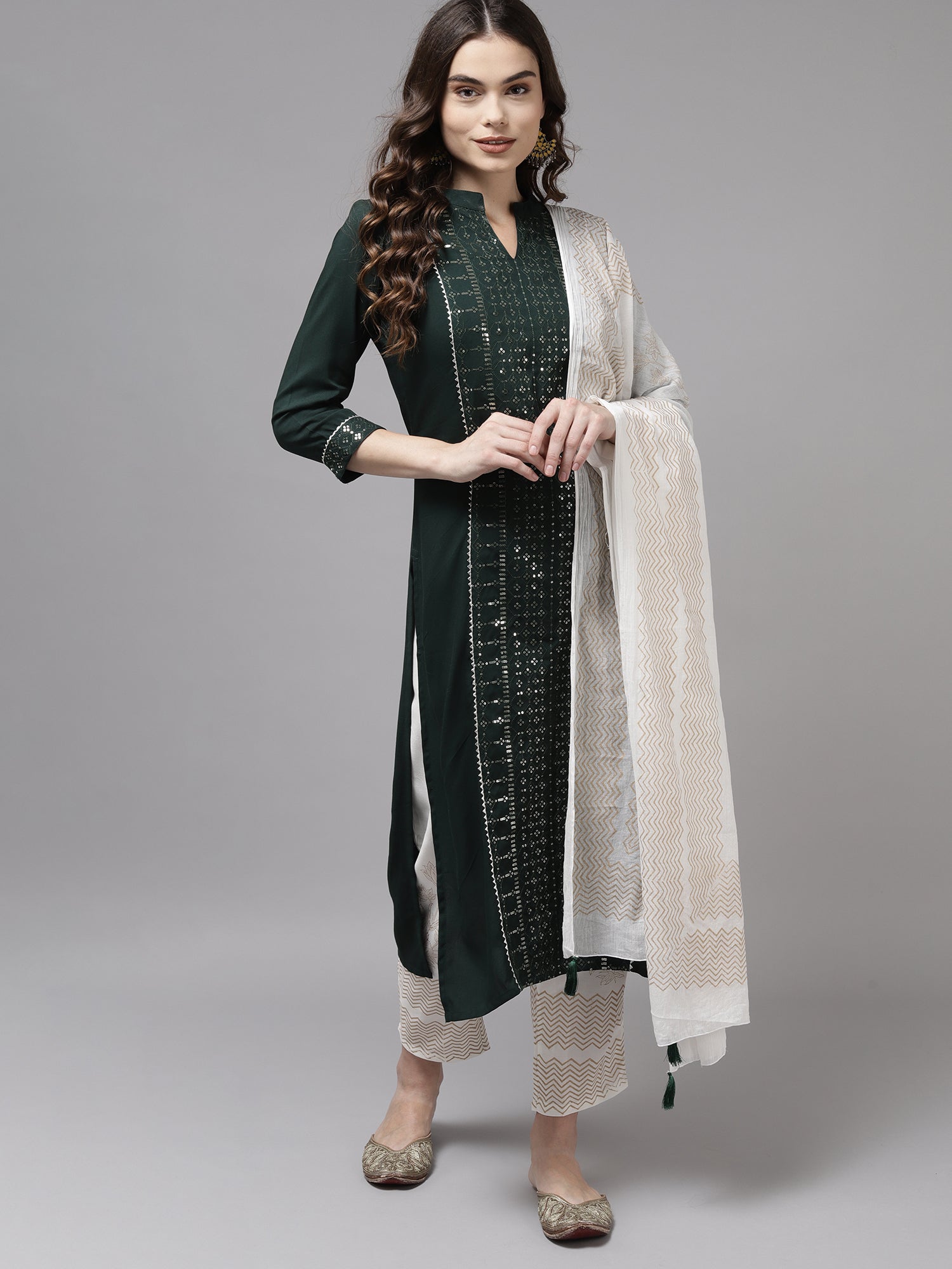 Women's Green Viscose Rayon Kurta Set - Taantav