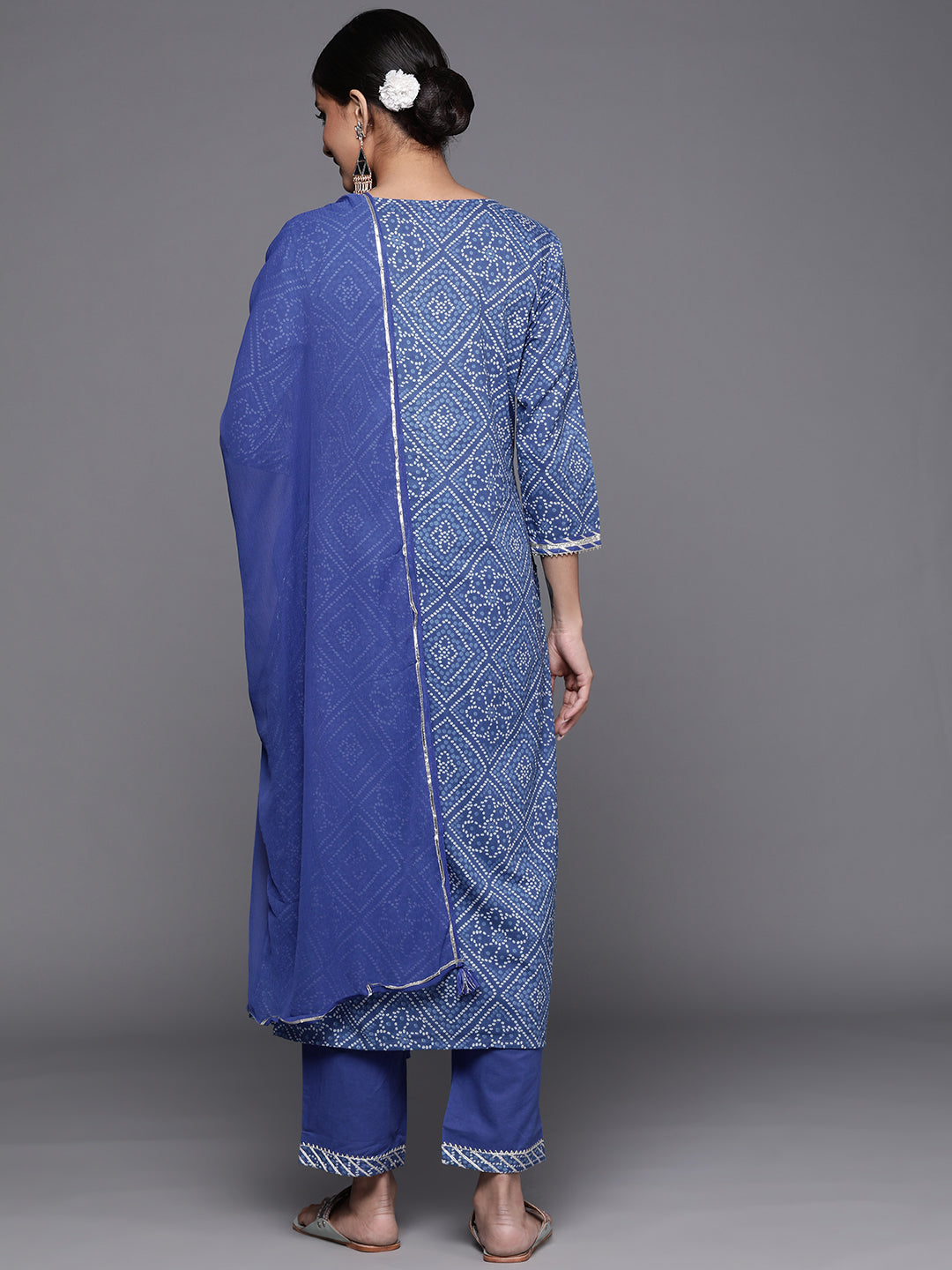 Women's Blue Cotton Blend Kurta Set - Taantav