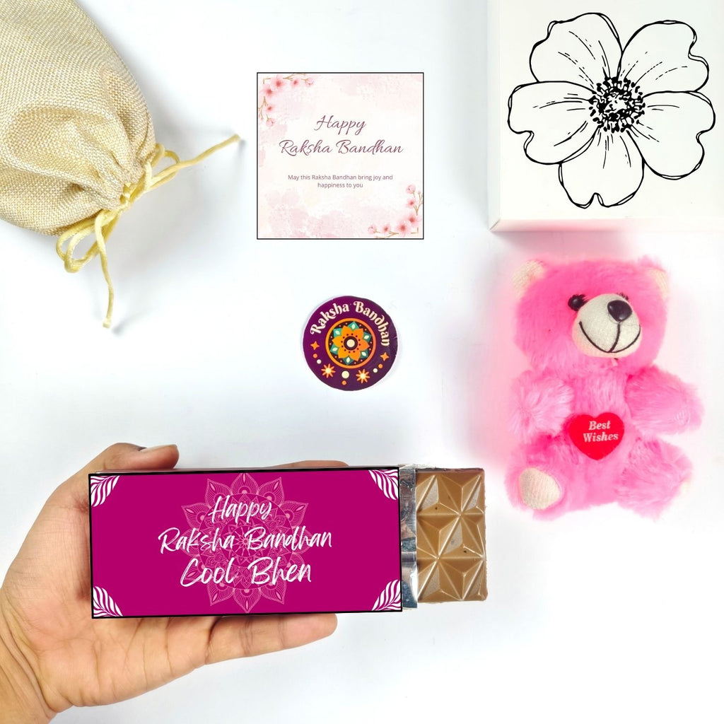Rakhi Chocolate Gift For Sister With Cool Bhen Theme 35G Chocolate Bar And, Teddy  Greeting Card | Best Gift For Sister