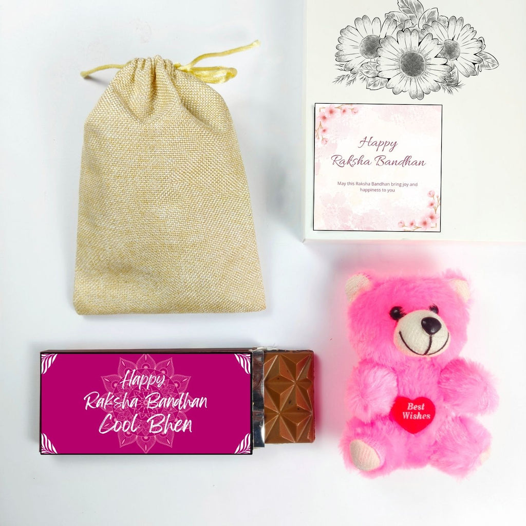 Rakhi Chocolate Gift For Sister With Cool Bhen Theme 35G Chocolate Bar And, Teddy  Greeting Card | Best Gift For Sister