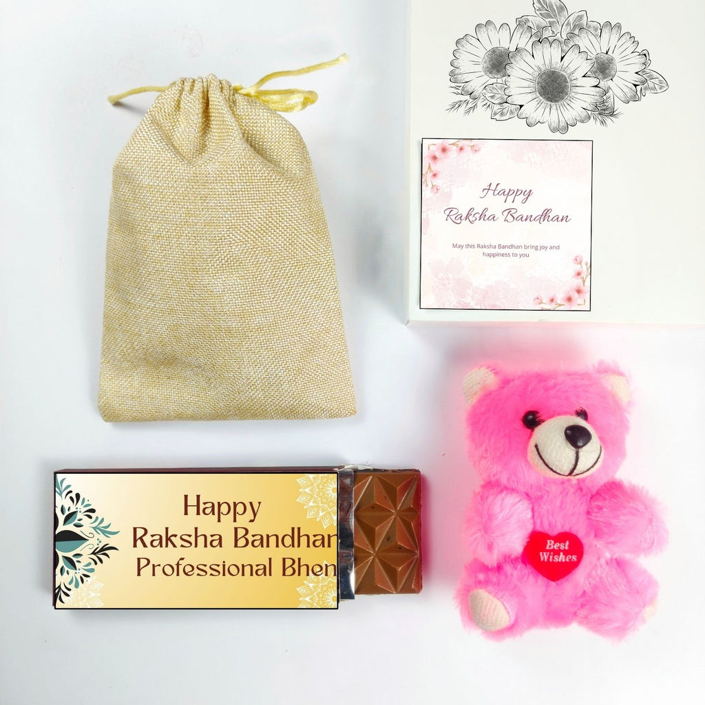 Special Rakhi Hamper For Sister With Professional Bhen Theme 35G Chocolate Bar And, Teddy  Greeting Card | Best Gift For Sister