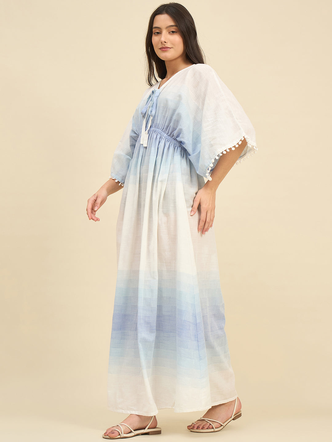 Blue Ombre Cotton Resortwear Maxi Dress 2XL Blue Ombre Cotton Resortwear Maxi Dress 2XL
