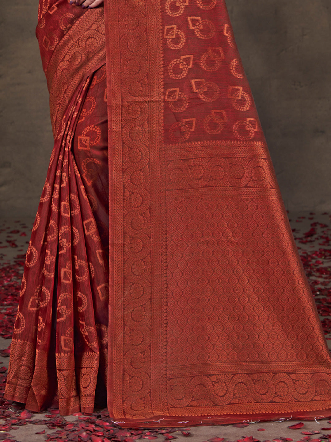 Women's Grey Cotton Woven Work Traditional Tassels Saree - Sangam Prints