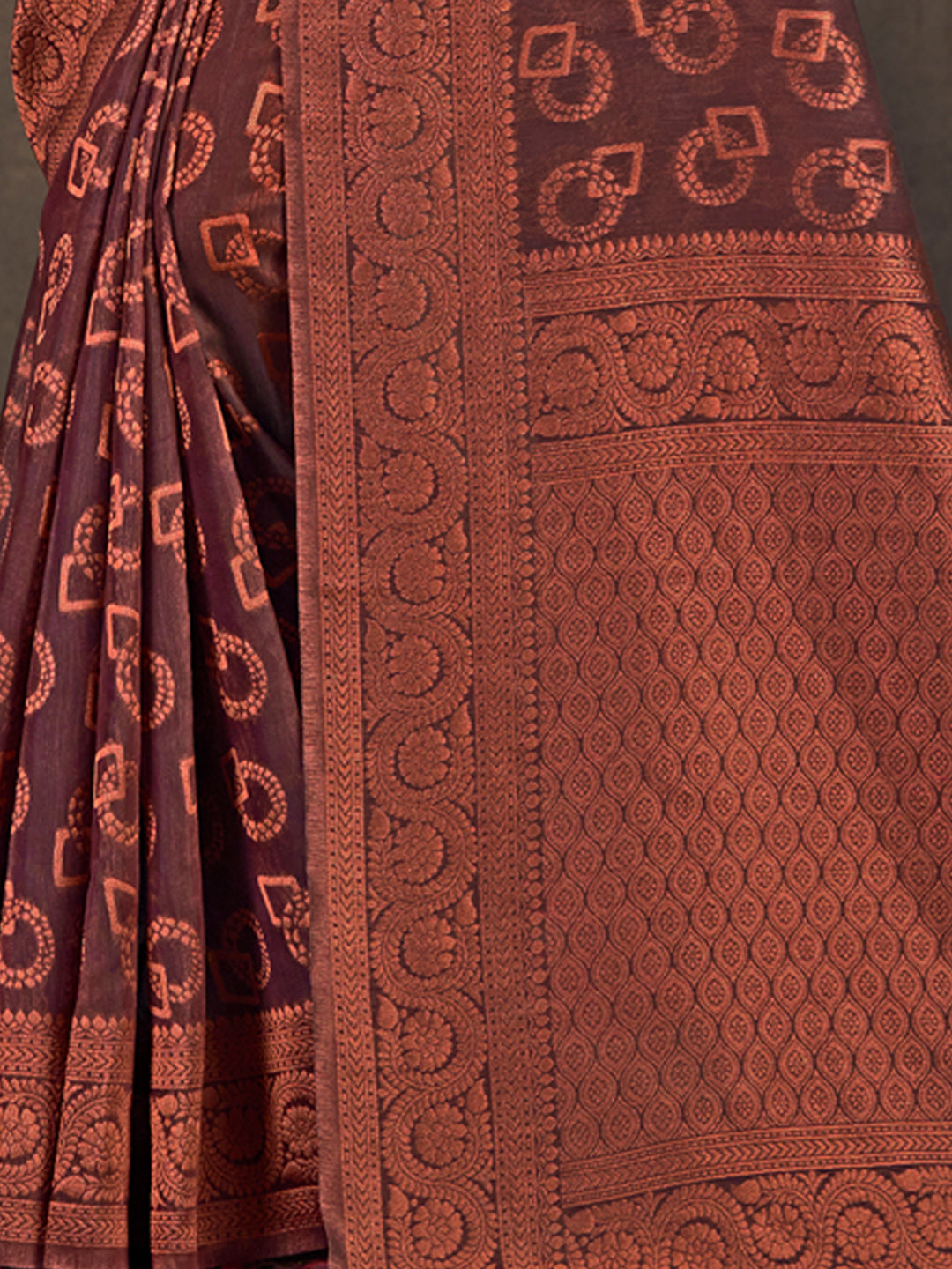 Women's Purple Cotton Woven Work Traditional Tassels Saree - Sangam Prints