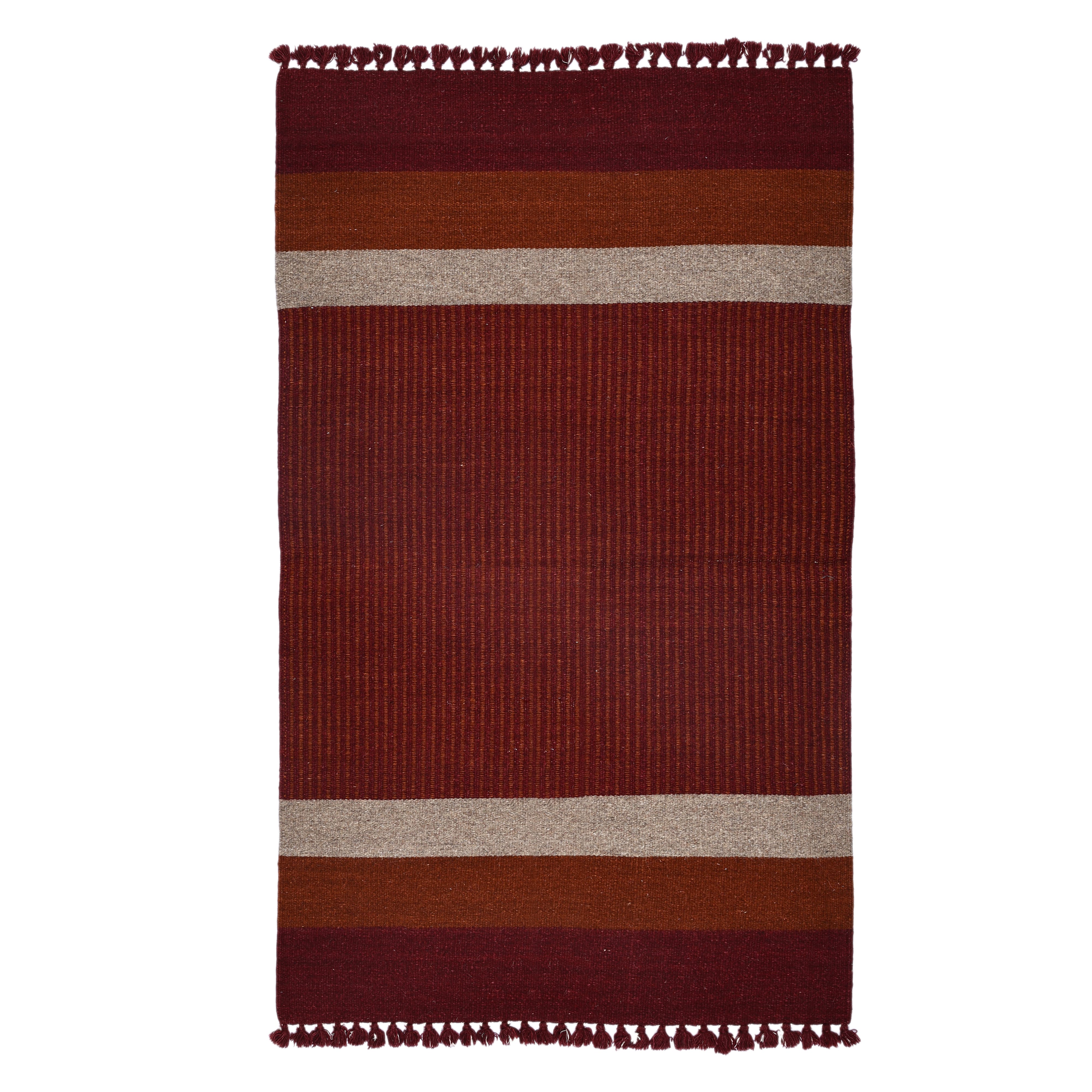 Red Handwoven Jawaja Durrie - Stripe Pattern