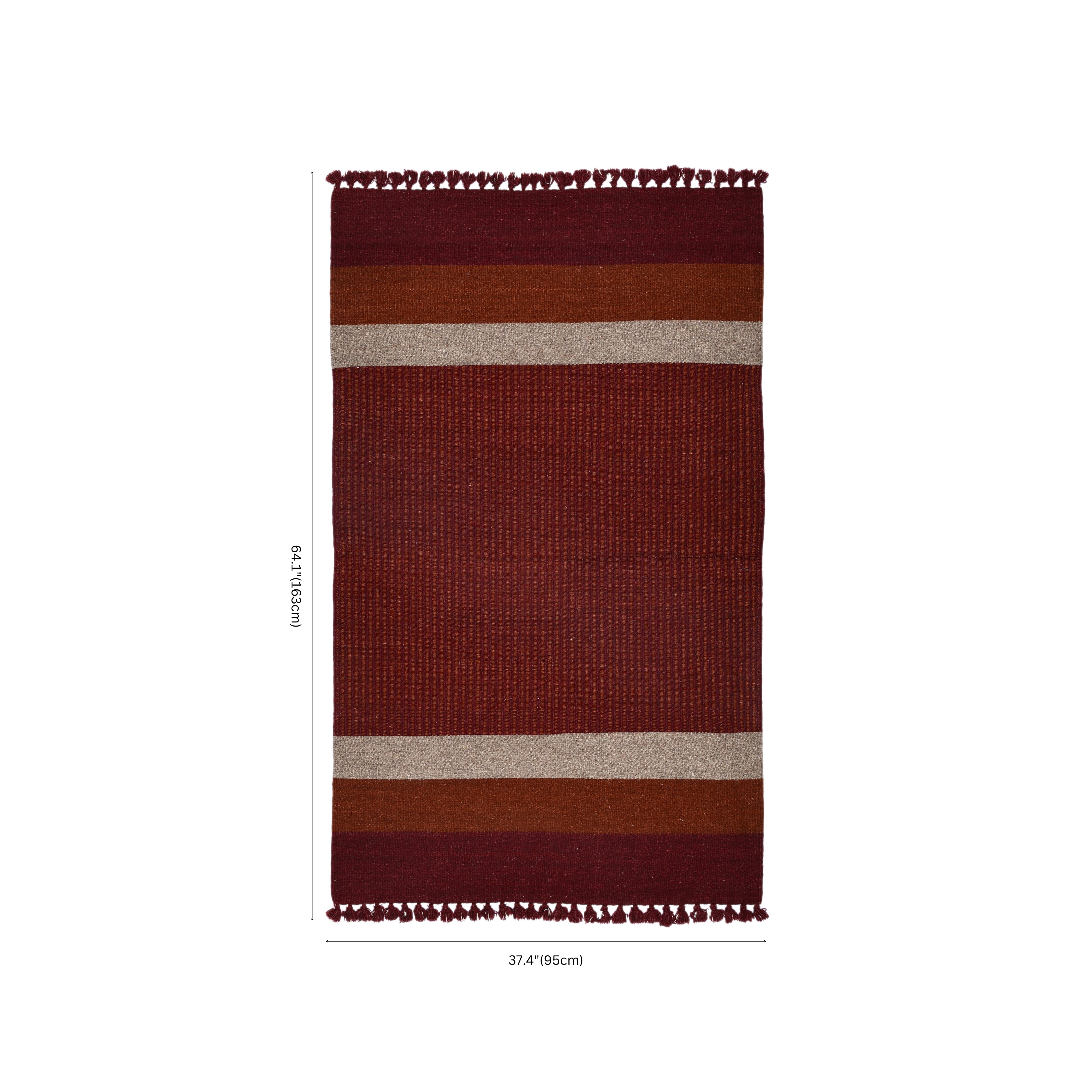 Red Handwoven Jawaja Durrie - Stripe Pattern