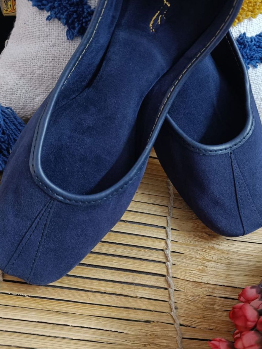 Women's Blue Suede  Indian Ethnic Comfort Footwear