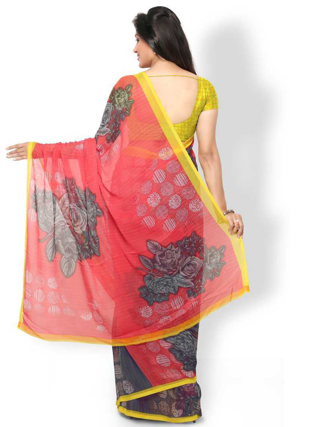 Women's Multicolor Chiffon Printed Saree - Ahika