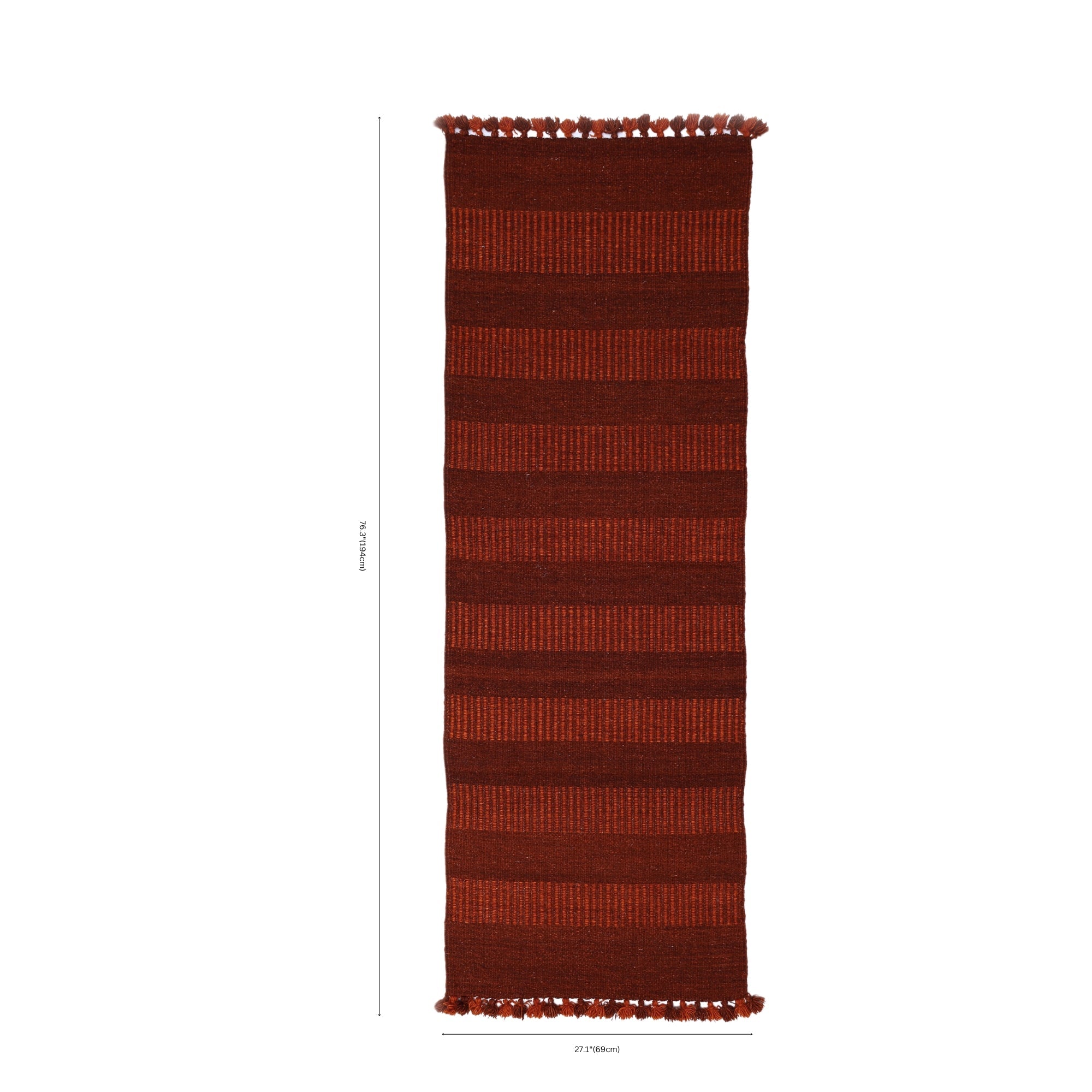 Rust and Brown Handwoven Jawaja Durrie—Stripe Pattern