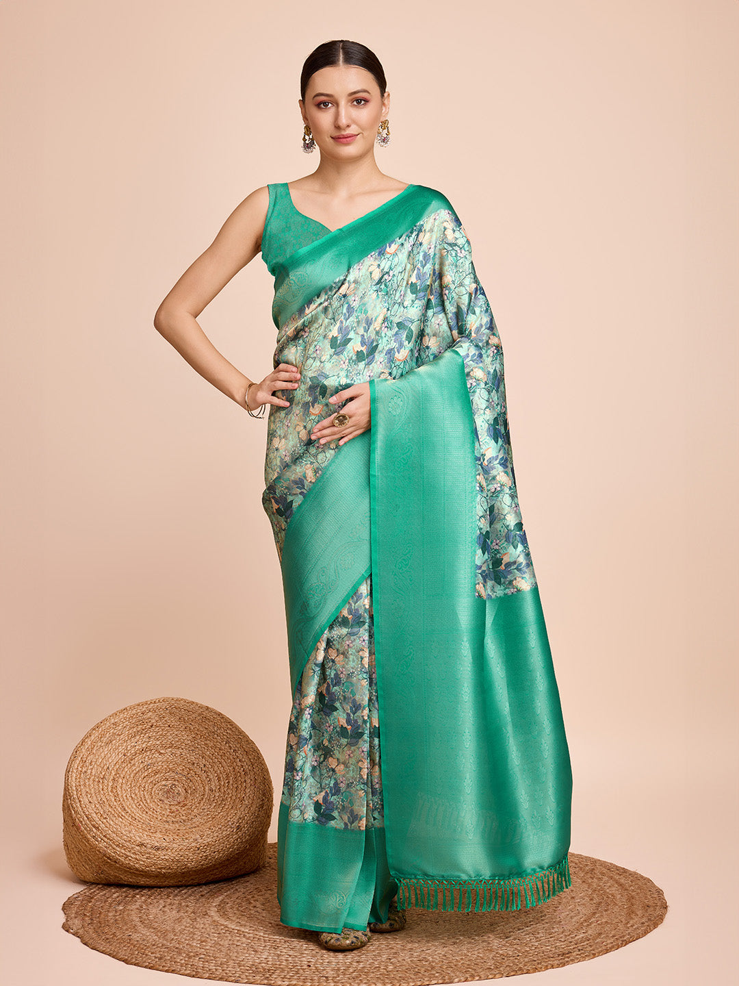Women's Rama Silk Heavy Jari Weaving Body & Beautiful Soft Zari Saree - Dwija Fashion