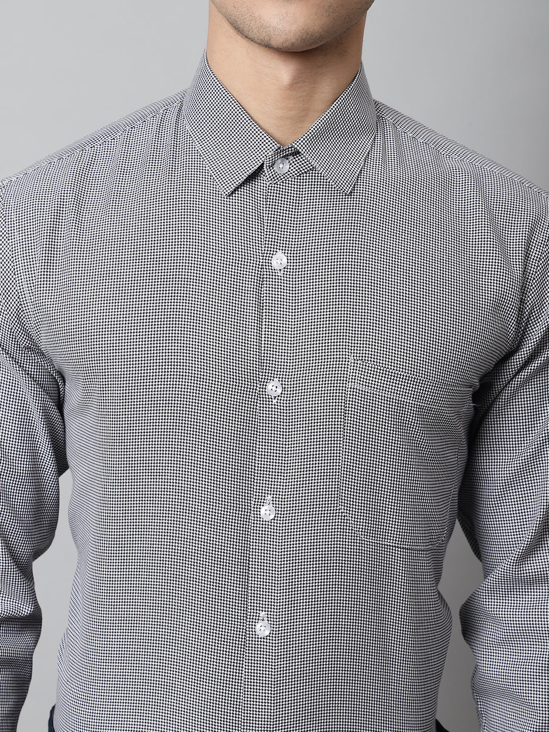 Men's Grey Checks Pure Cotton Formal Shirt - Taantav