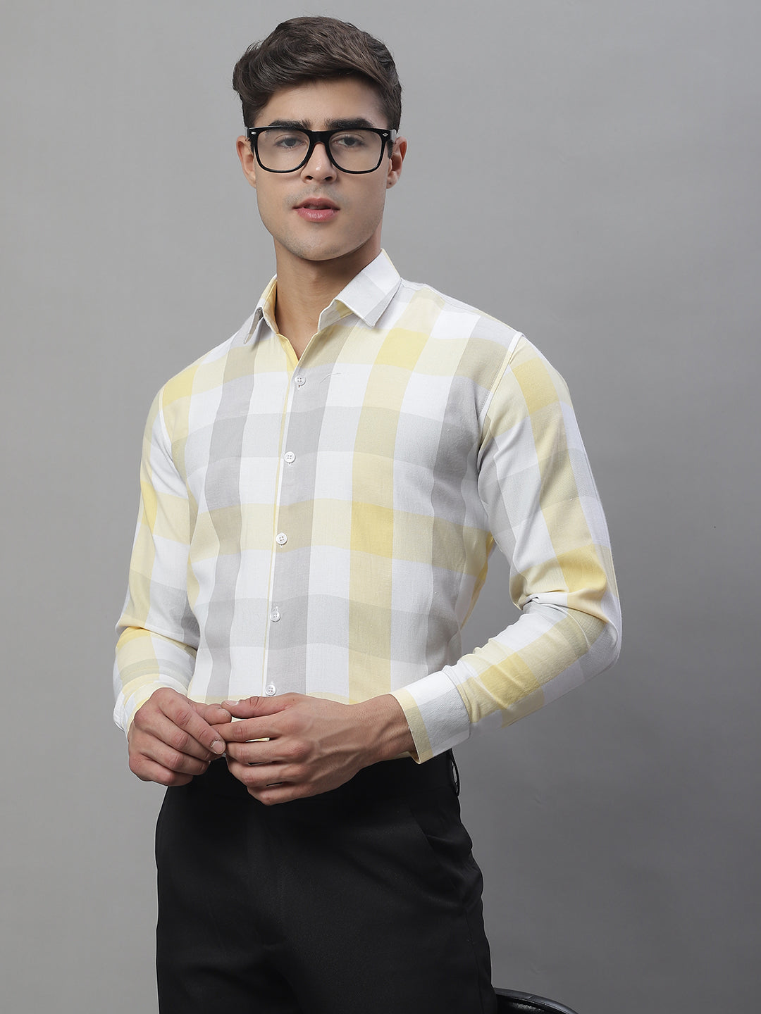 Men's Pure Cotton Checked Formal Shirts - Taantav