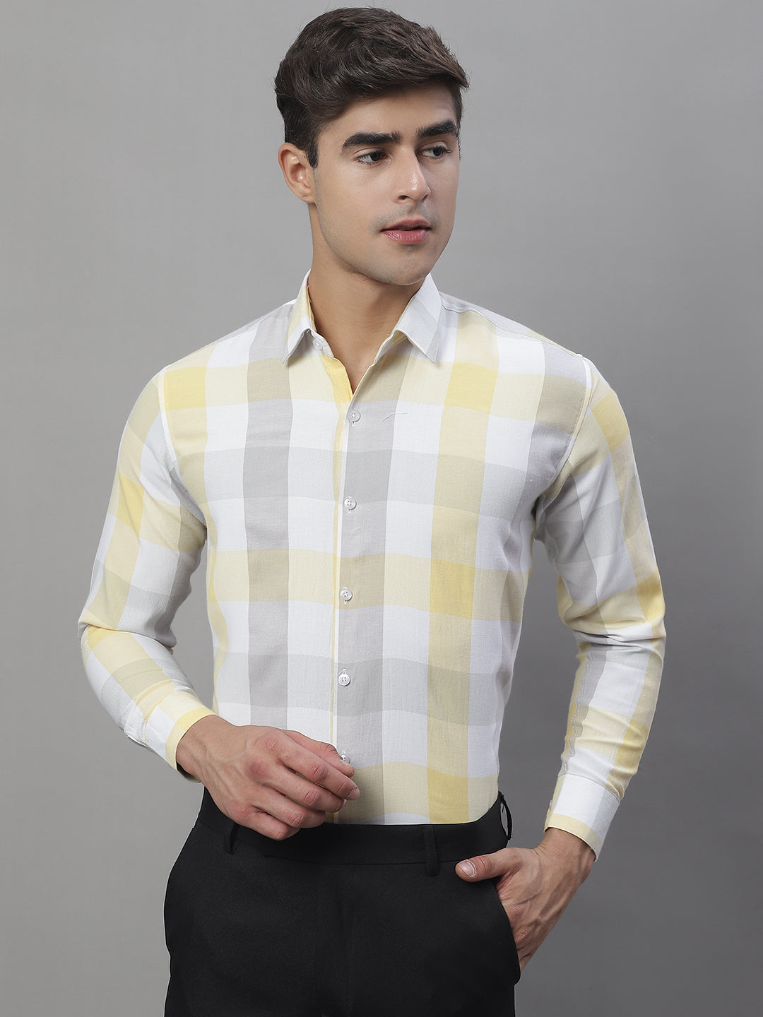 Men's Pure Cotton Checked Formal Shirts - Taantav