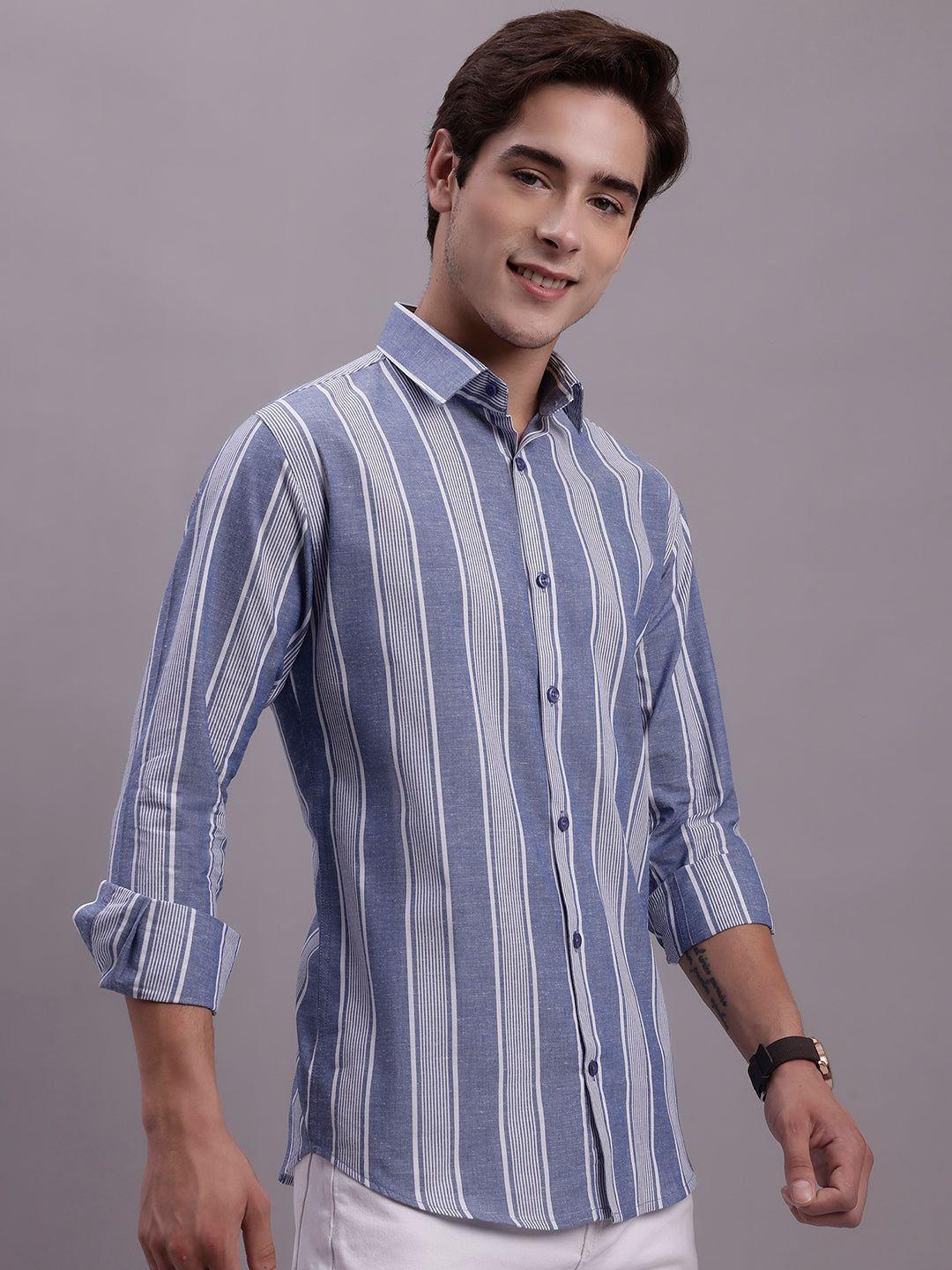 Men's Striped Casual Shirt - Taantav