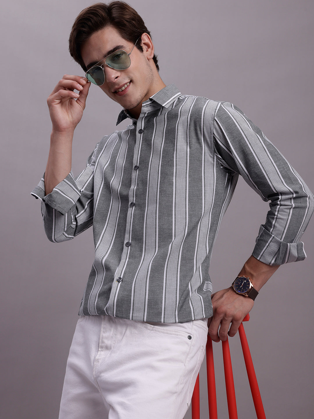 Men's Striped Casual Shirt - Taantav