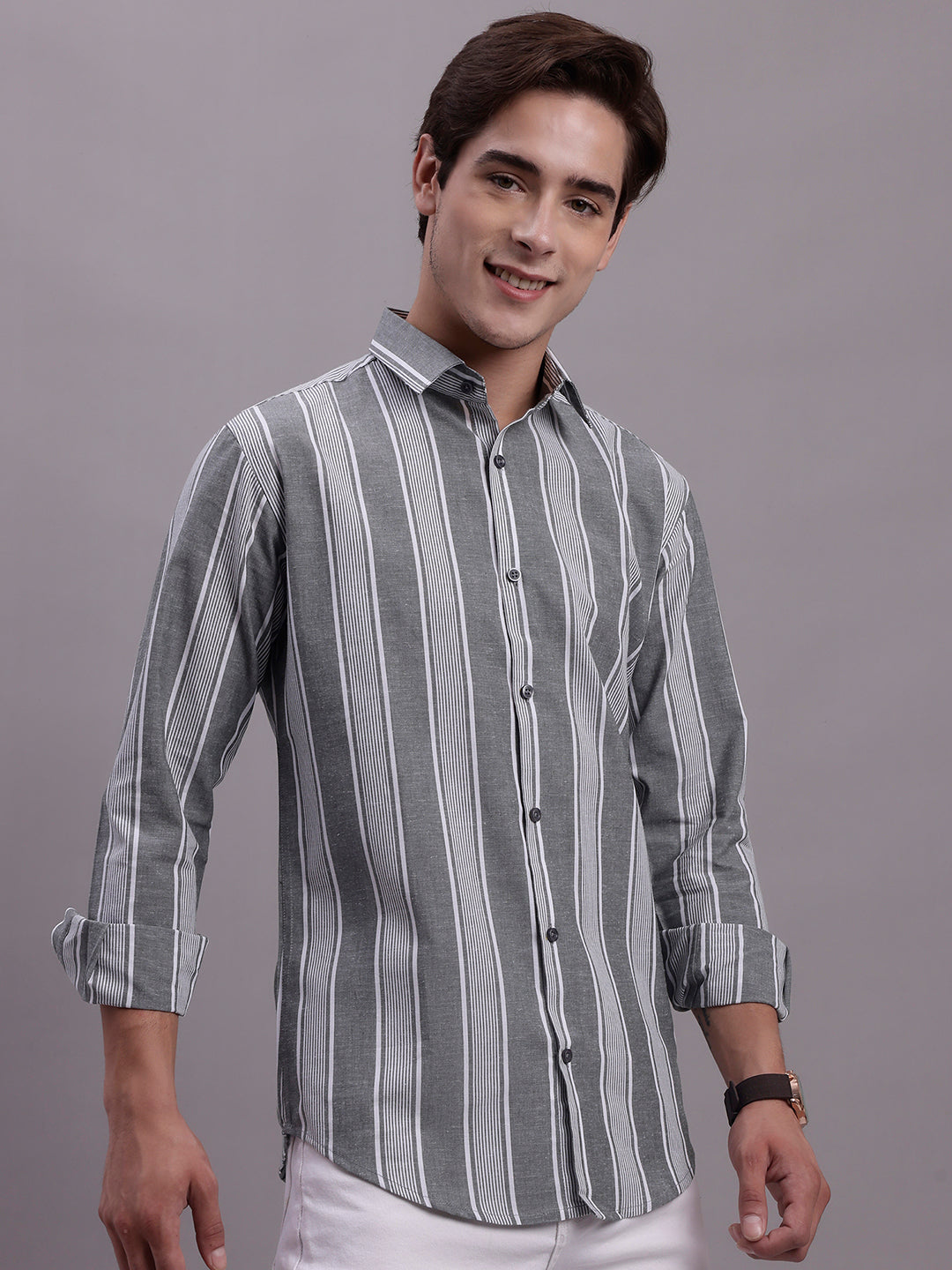 Men's Striped Casual Shirt - Taantav