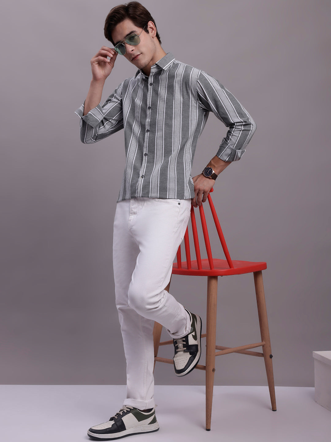 Men's Striped Casual Shirt - Taantav