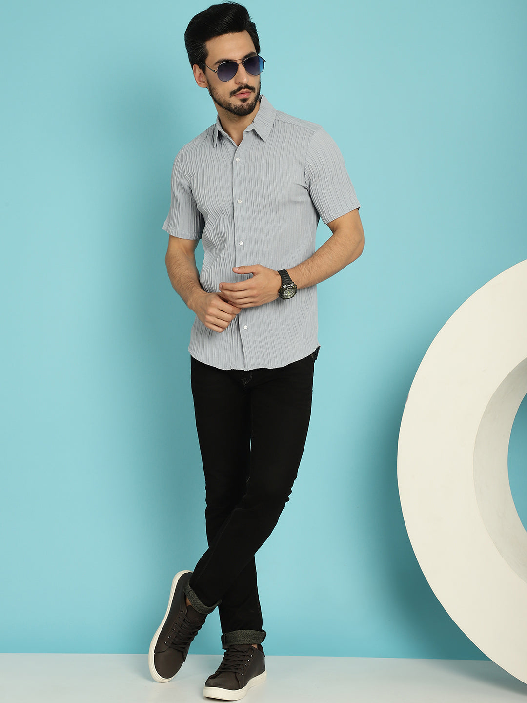 Men's Striped Casual Shirt - Taantav