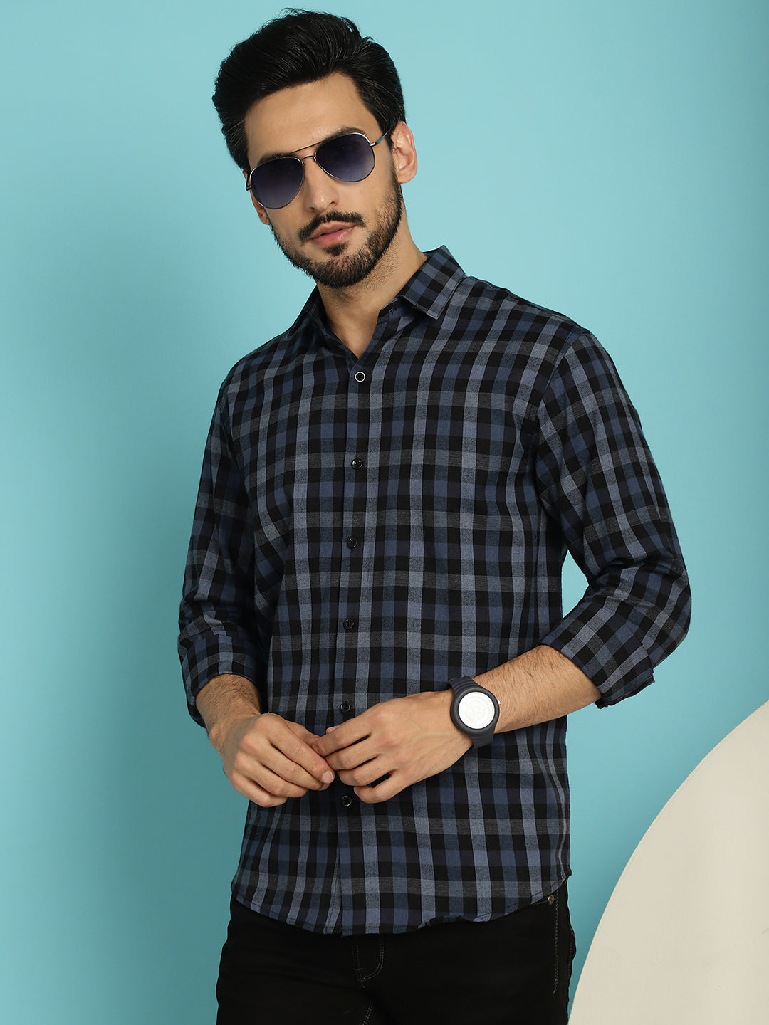 Men's Checked Casual Shirt - Taantav