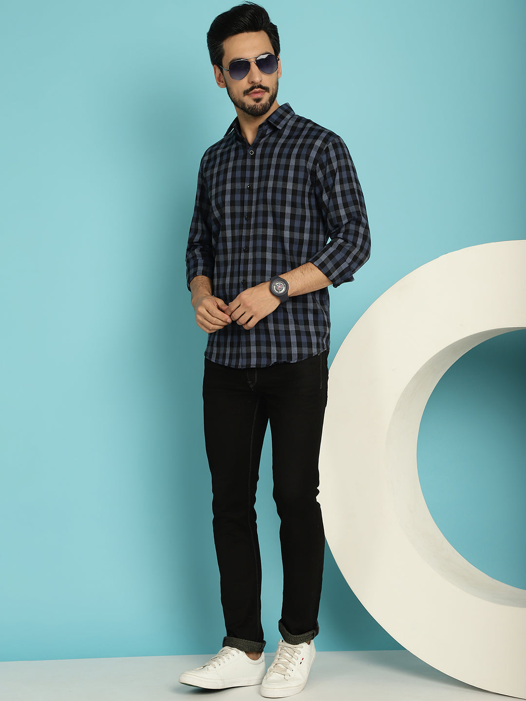 Men's Checked Casual Shirt - Taantav