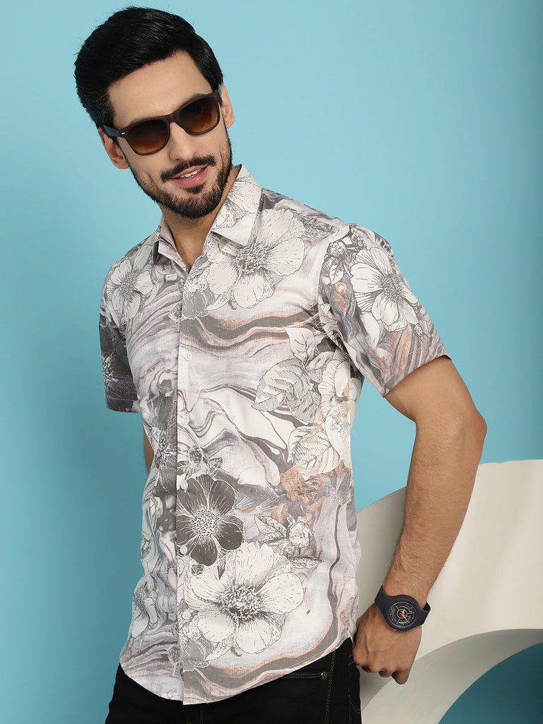 Men's Floral Printed Casual Shirt