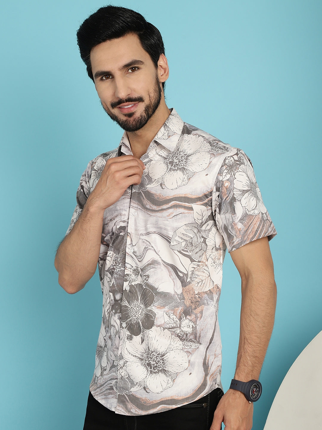 Men's Floral Printed Casual Shirt - Taantav