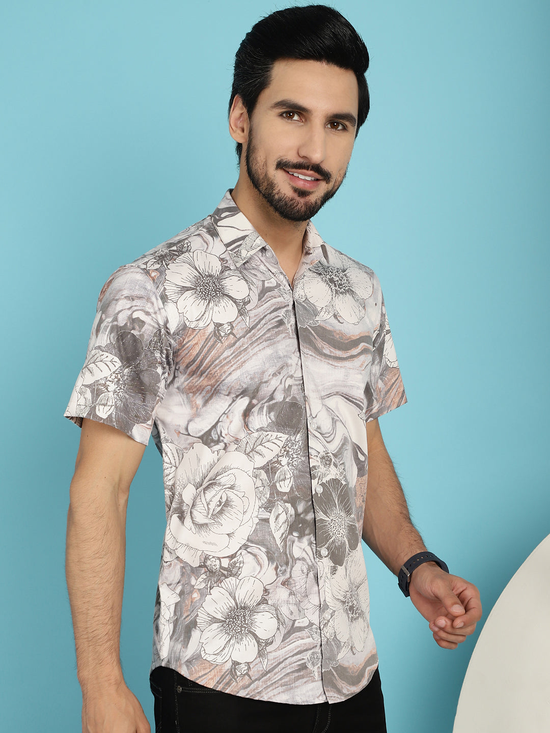 Men's Floral Printed Casual Shirt - Taantav