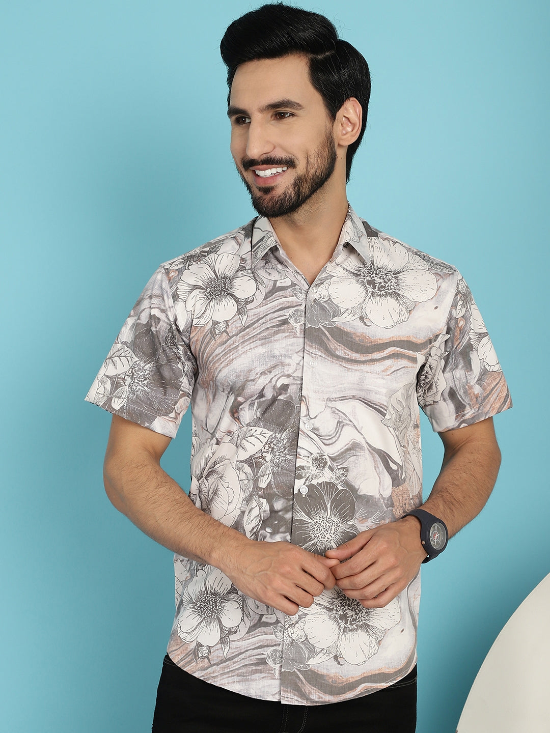 Men's Floral Printed Casual Shirt - Taantav