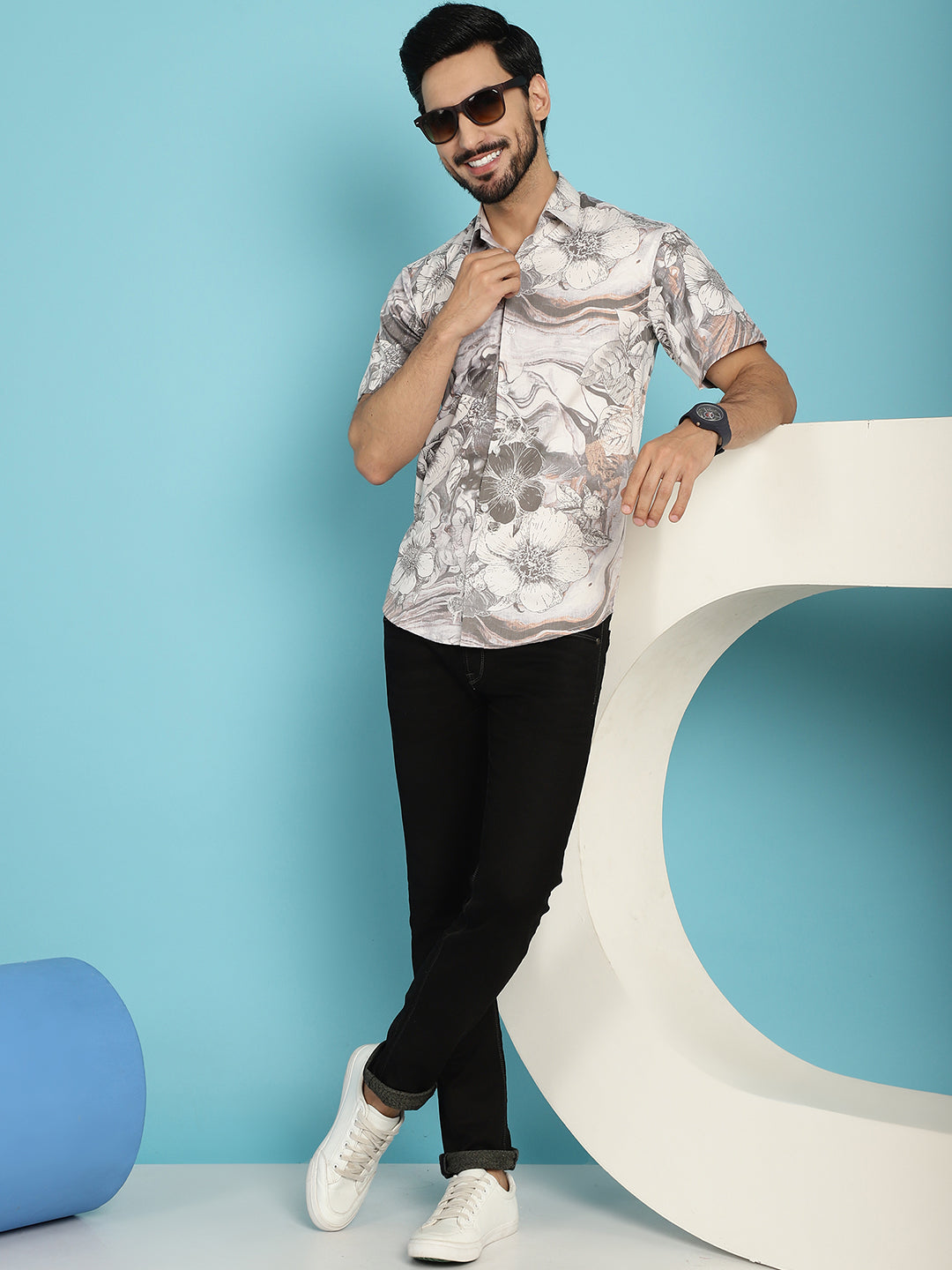 Men's Floral Printed Casual Shirt - Taantav