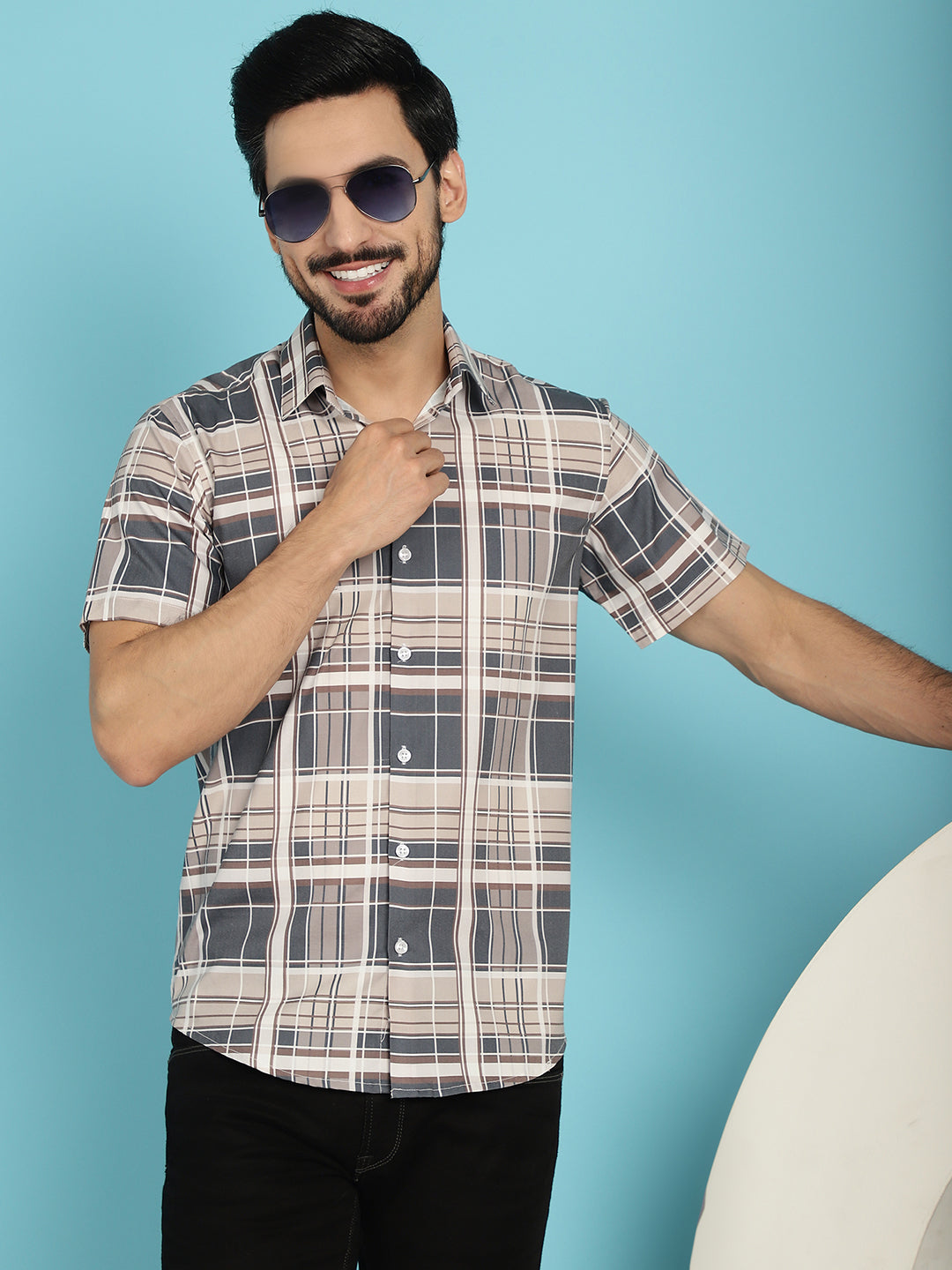 Men's Checked Casual Shirt - Taantav