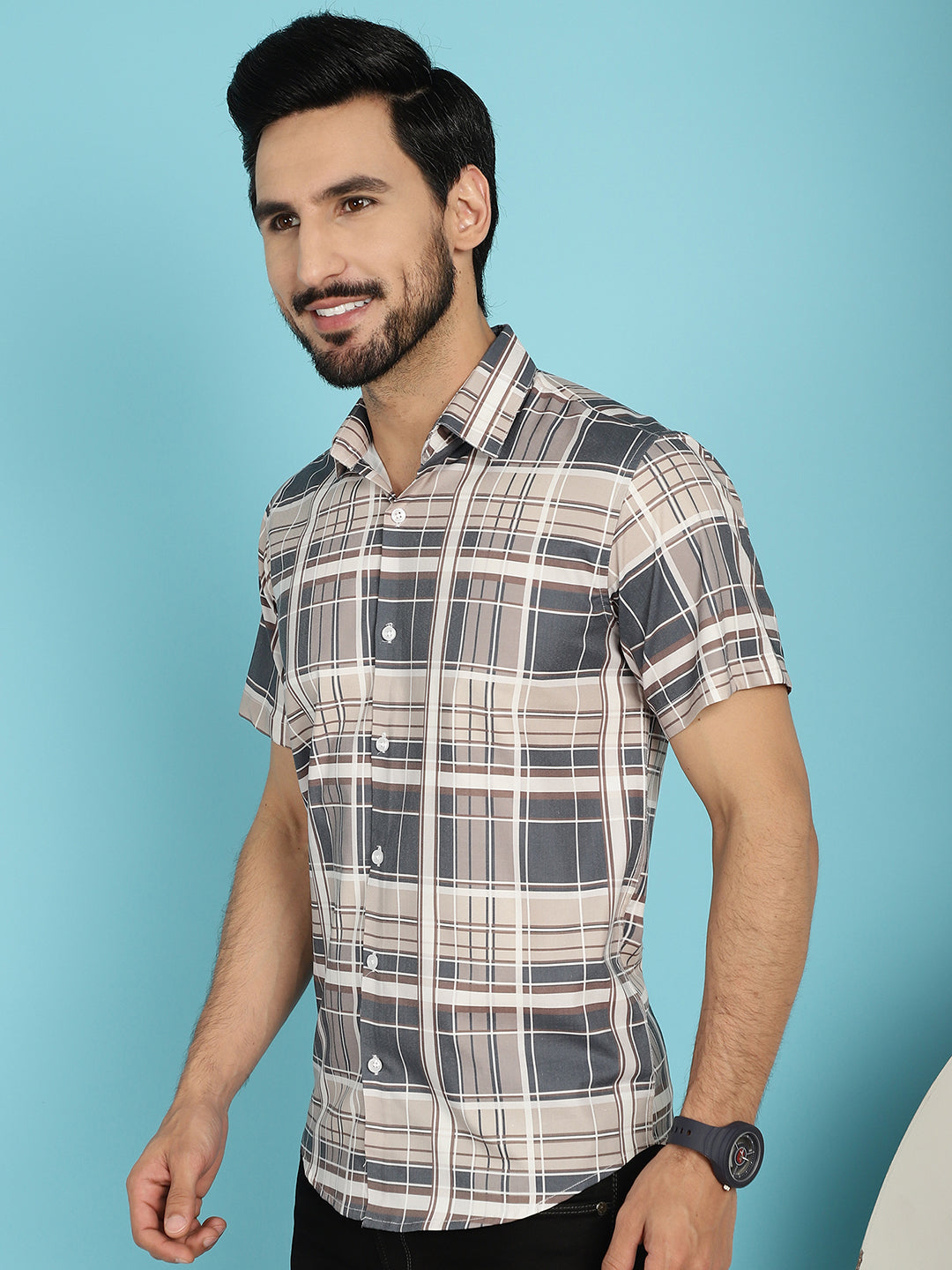 Men's Checked Casual Shirt - Taantav