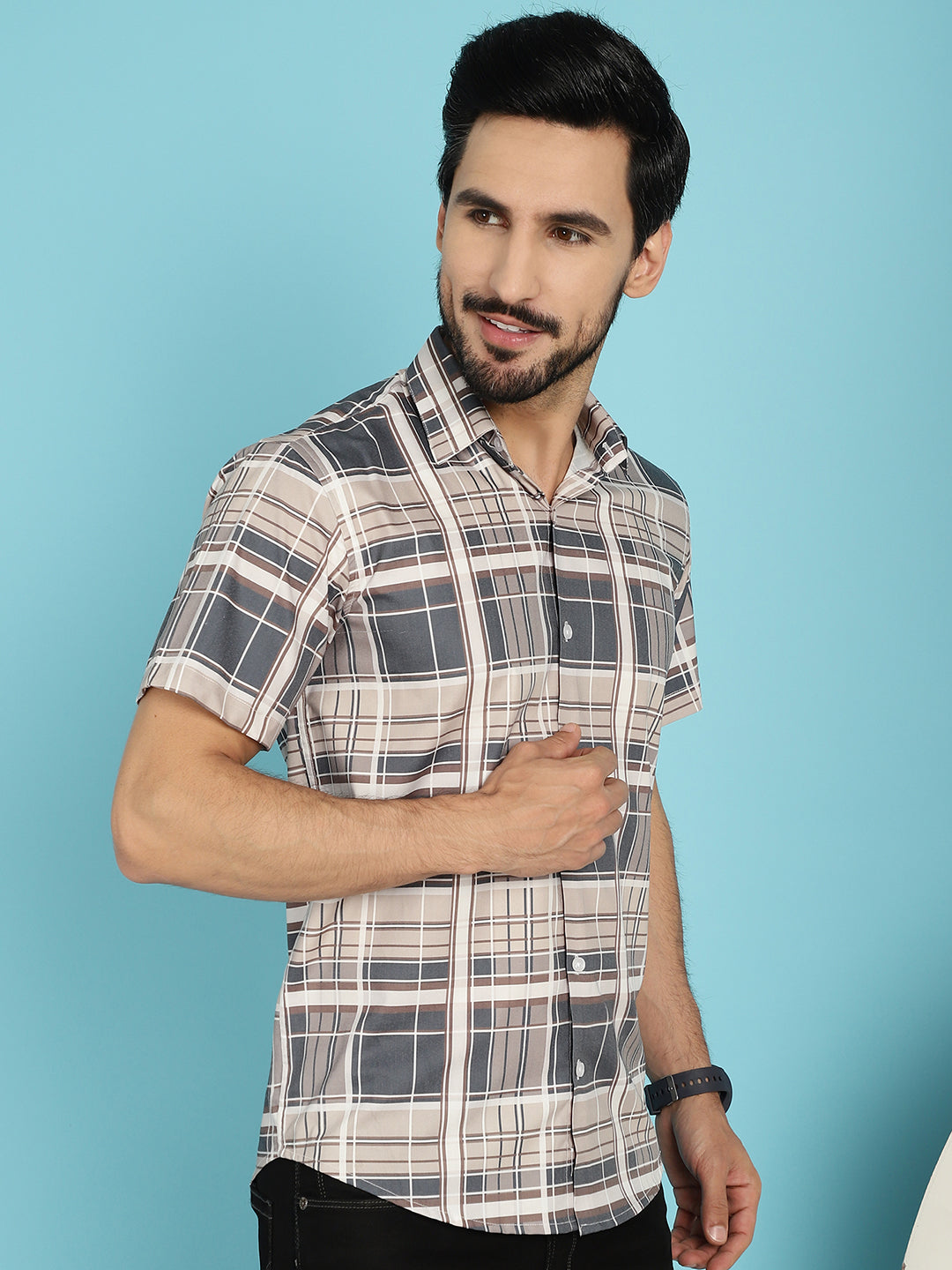 Men's Checked Casual Shirt - Taantav