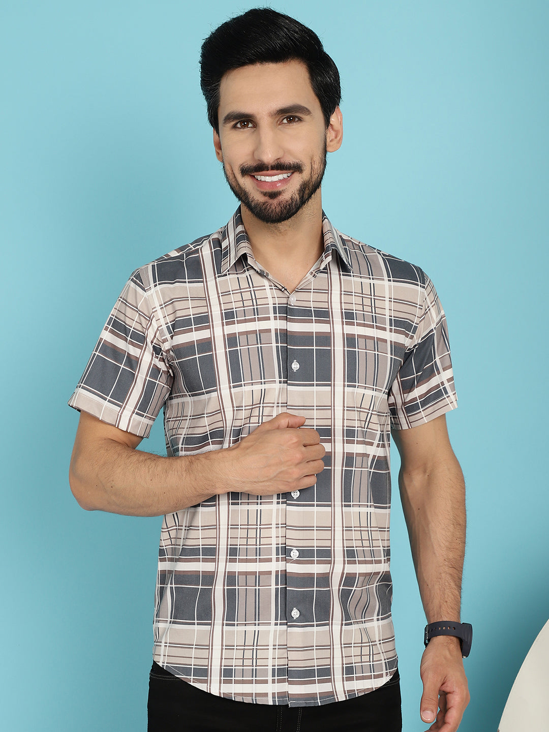 Men's Checked Casual Shirt - Taantav