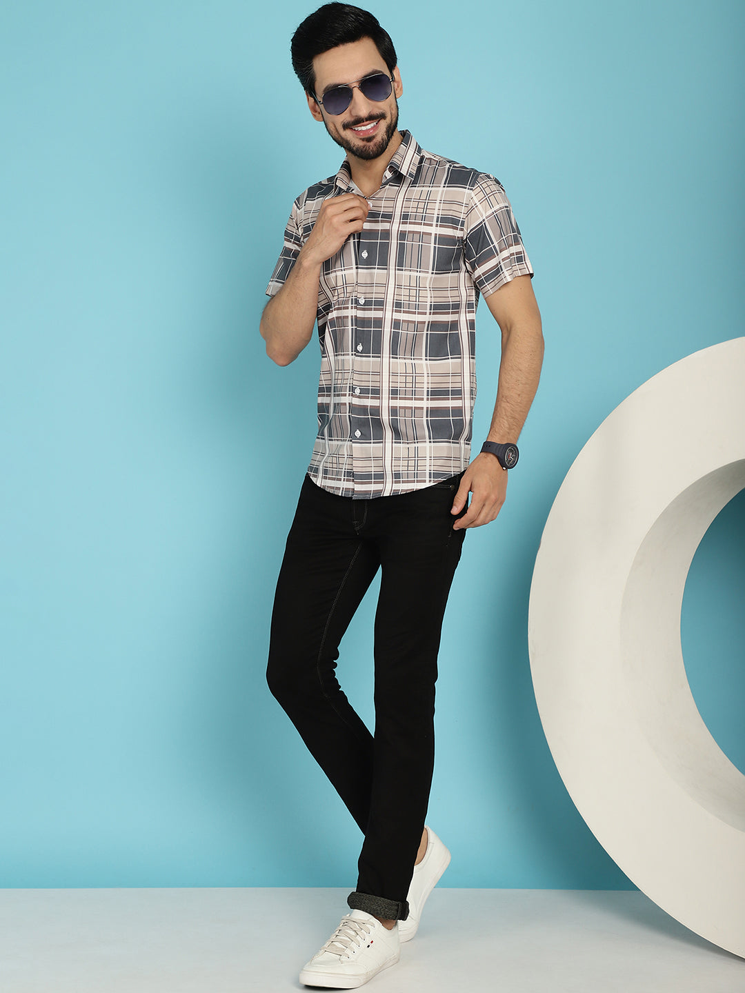 Men's Checked Casual Shirt - Taantav