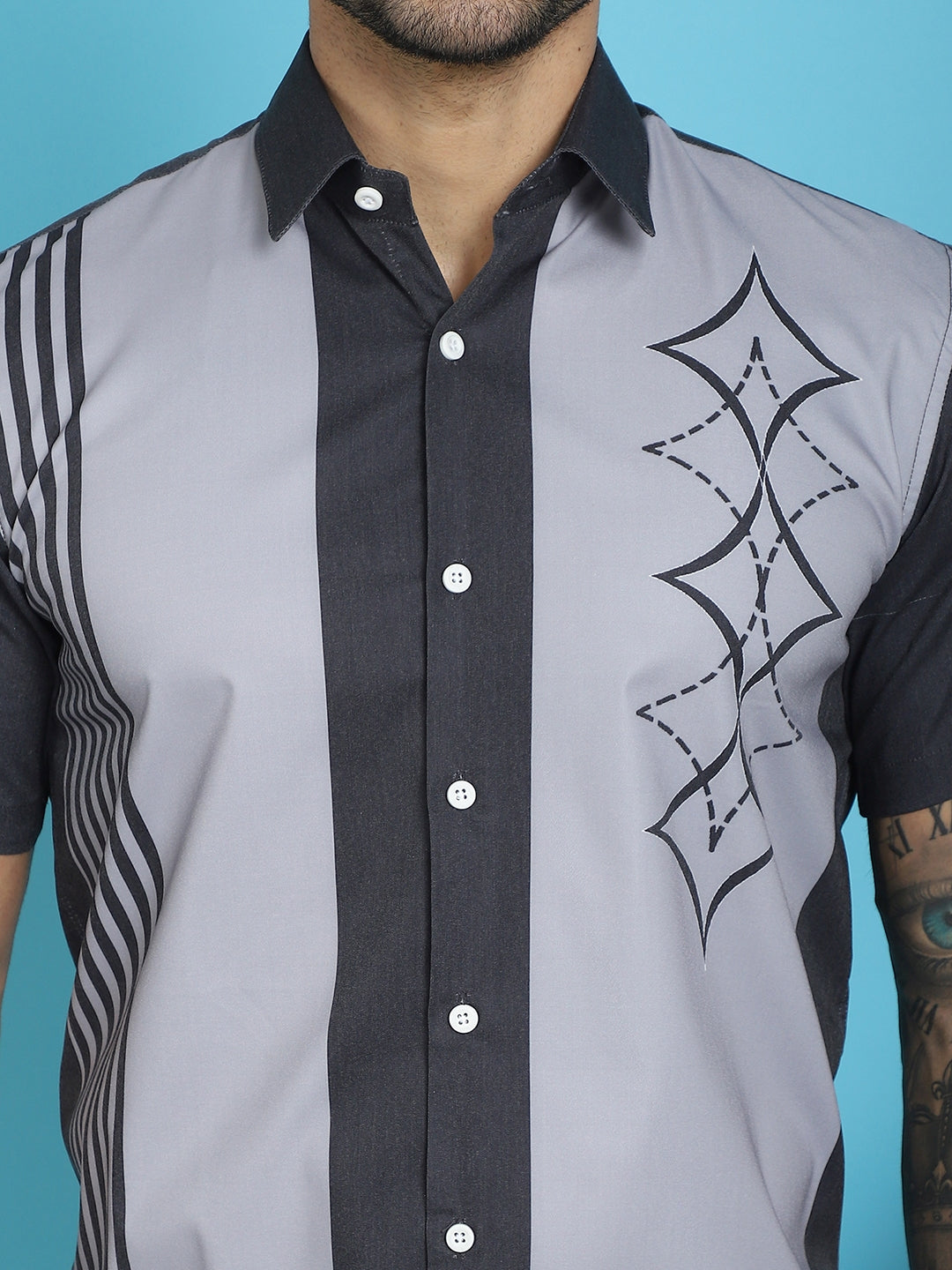 Men's Printed Half Sleeve Lycra Shirt for Men - Taantav