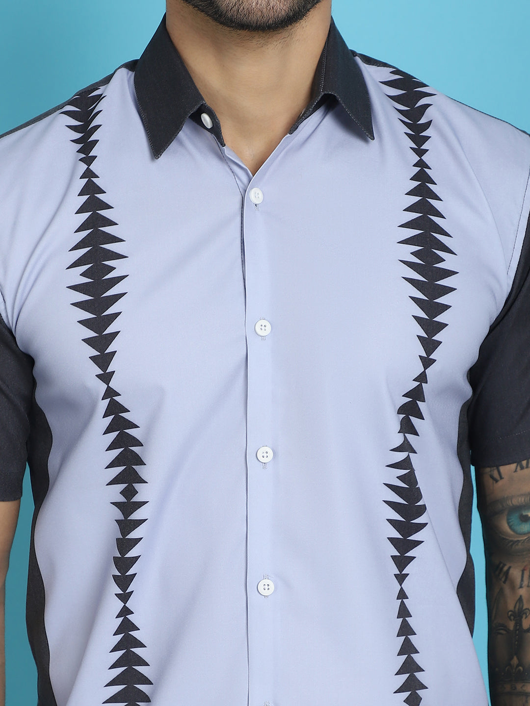 Men's Printed Half Sleeve Lycra Shirt for Men - Taantav