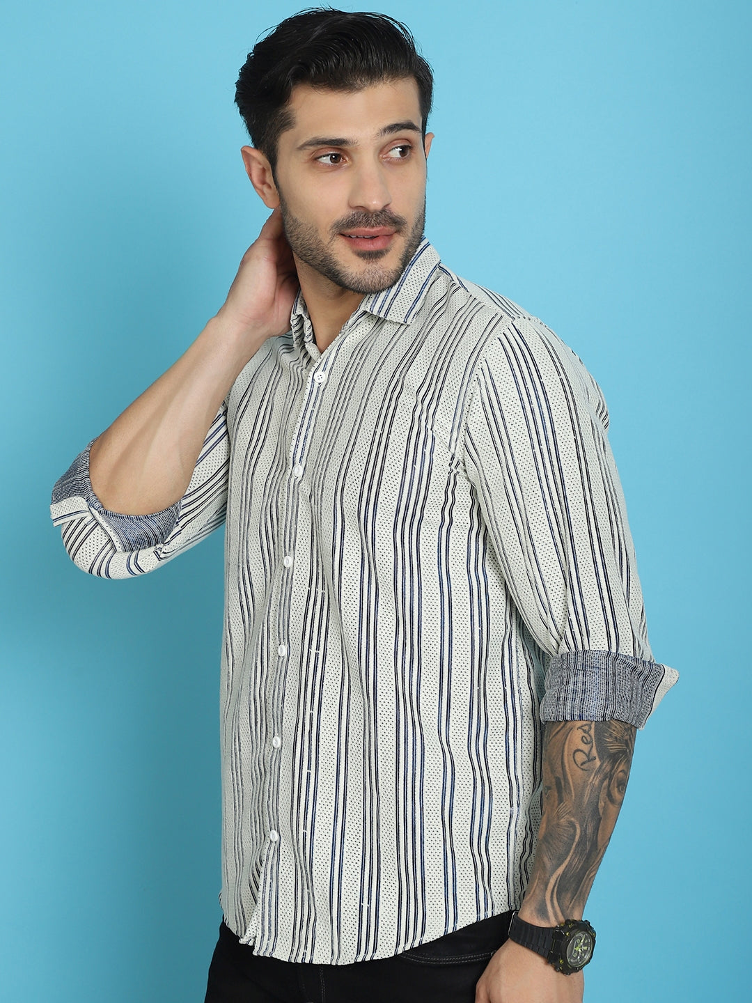 Men's Woven Design Cotton Shirt for Men - Taantav