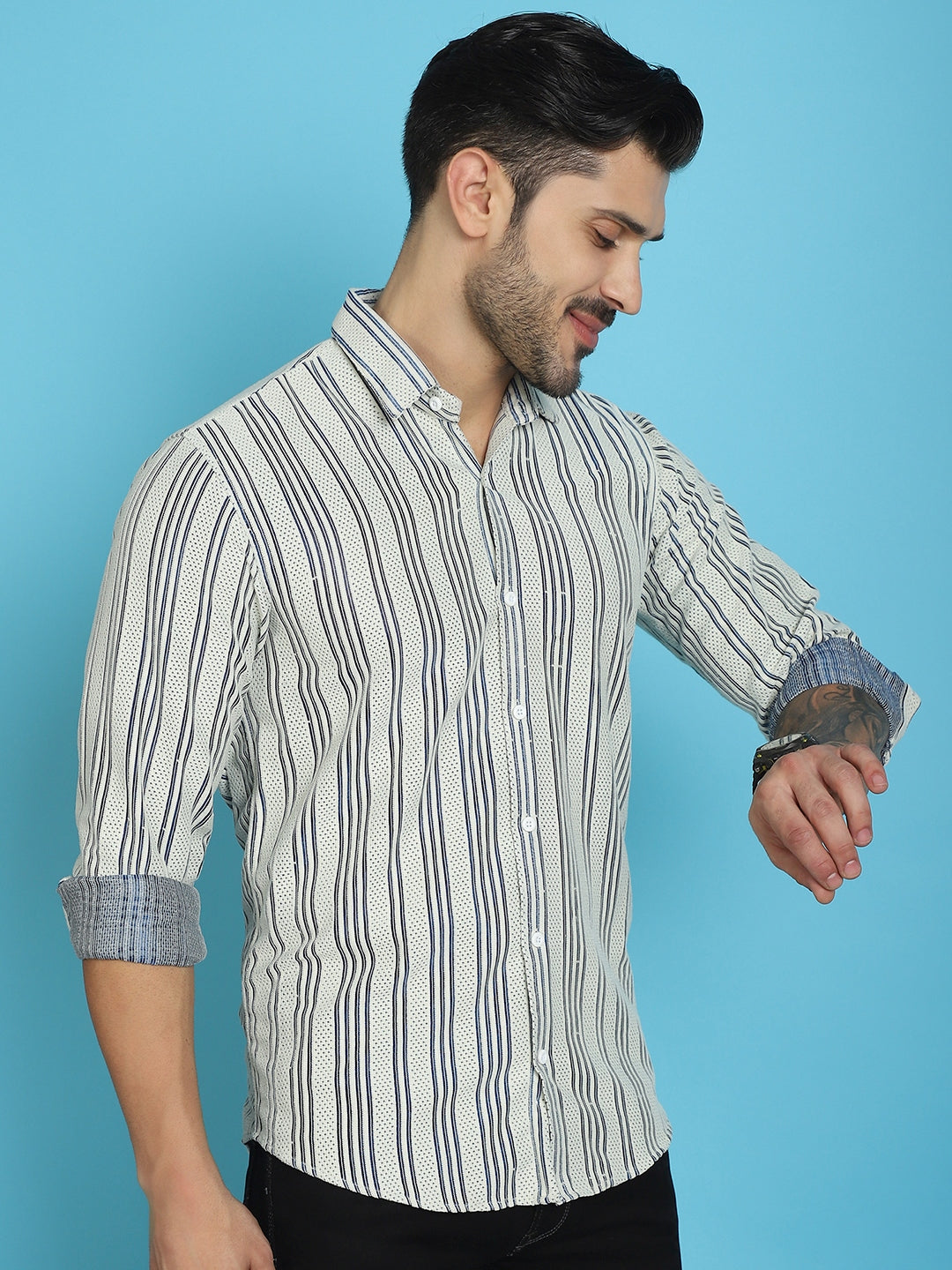 Men's Woven Design Cotton Shirt for Men - Taantav