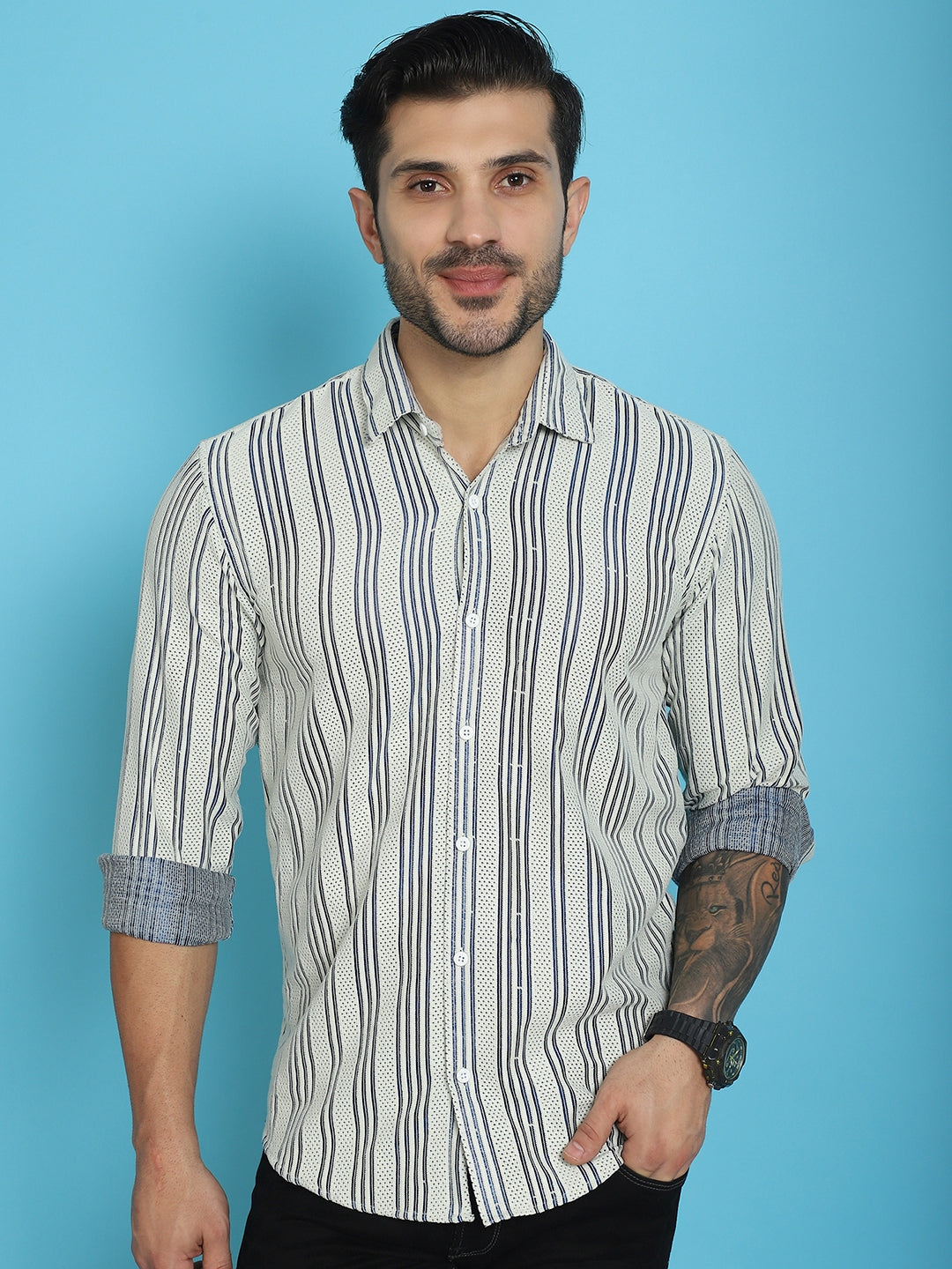 Men's Woven Design Cotton Shirt for Men - Taantav