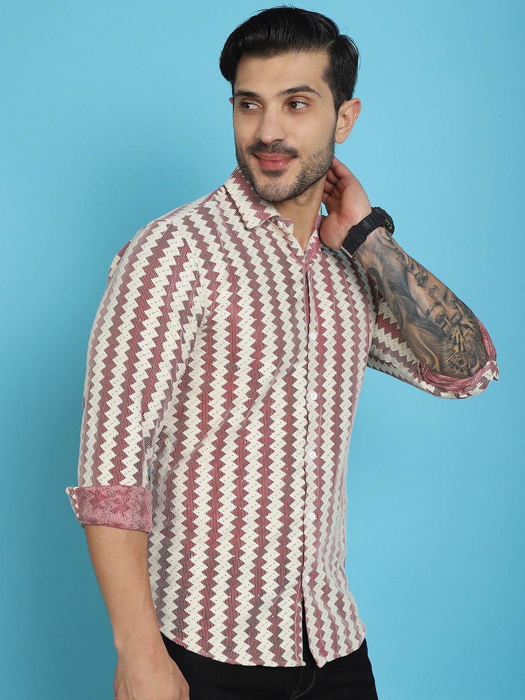 Men's Woven Design Cotton Shirt for Men - Taantav