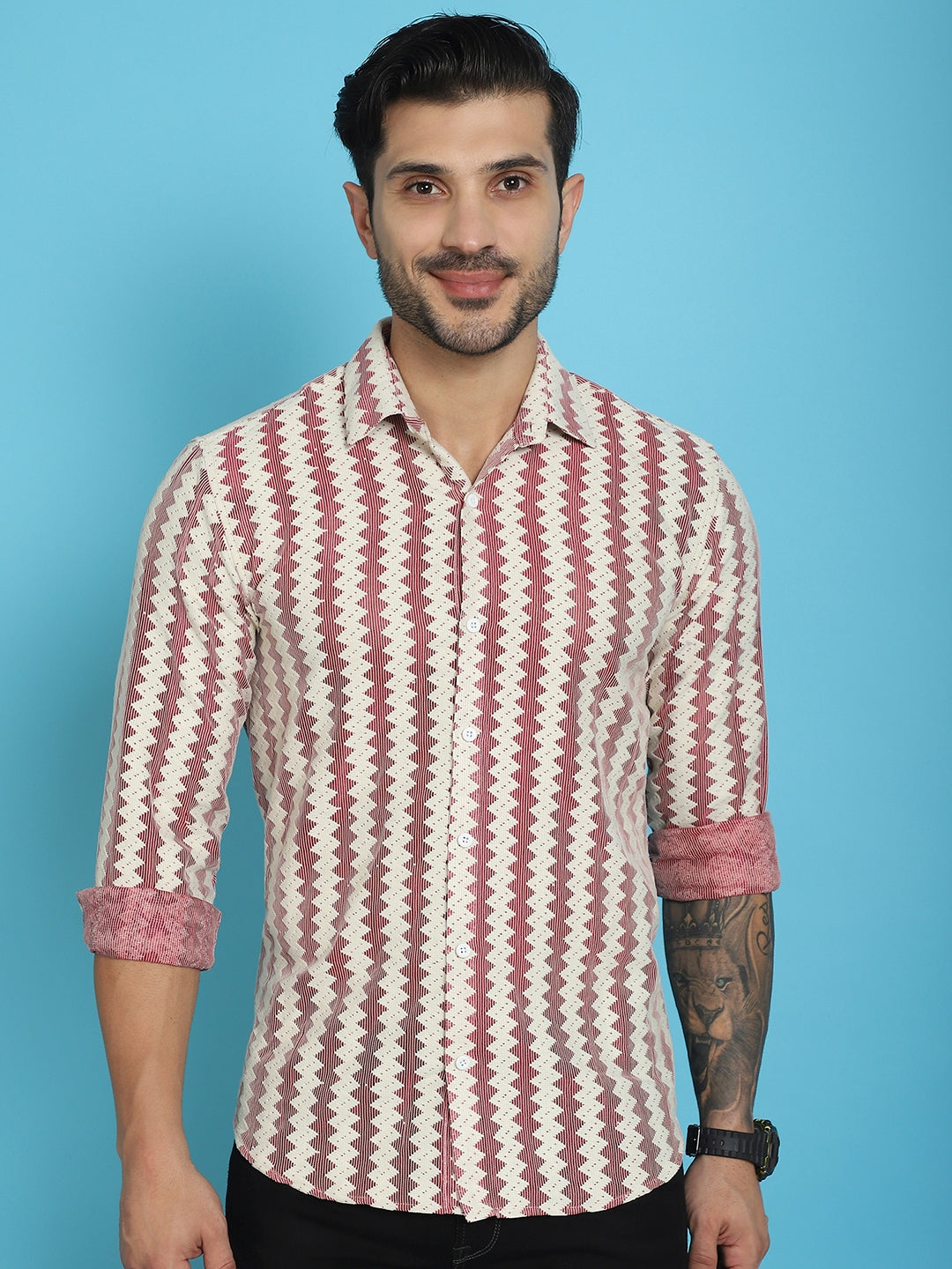 Men's Woven Design Cotton Shirt for Men - Taantav