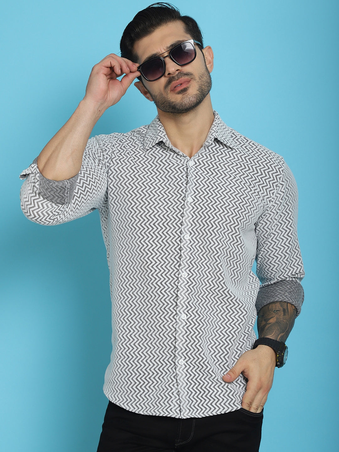 Men's Woven Design Cotton Shirt for Men - Taantav