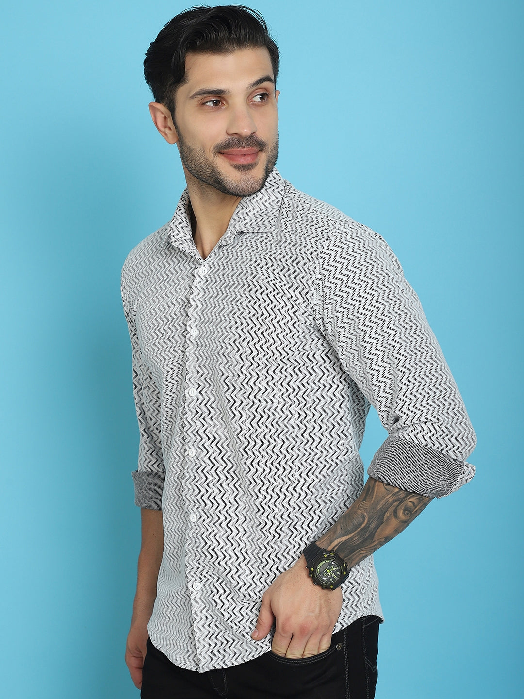 Men's Woven Design Cotton Shirt for Men - Taantav