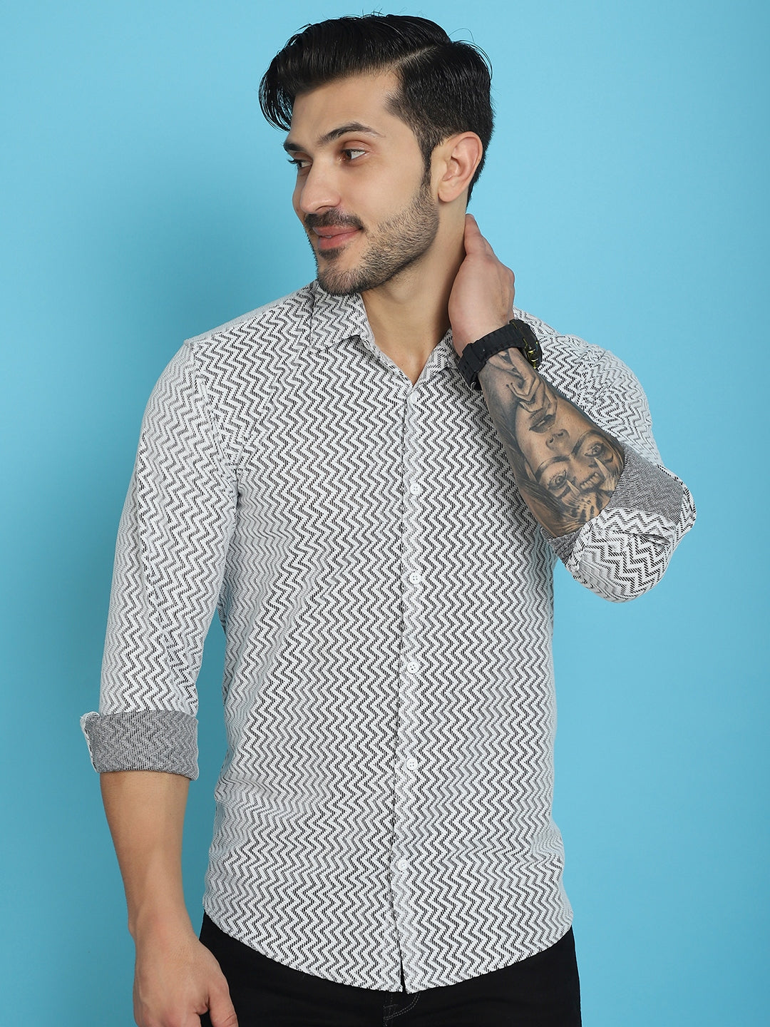 Men's Woven Design Cotton Shirt for Men - Taantav