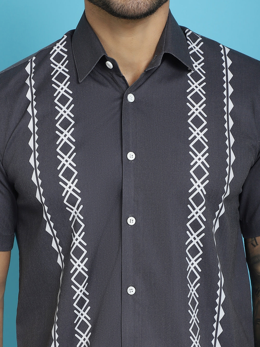 Men's Printed Half Sleeve Lycra Shirt for Men - Taantav