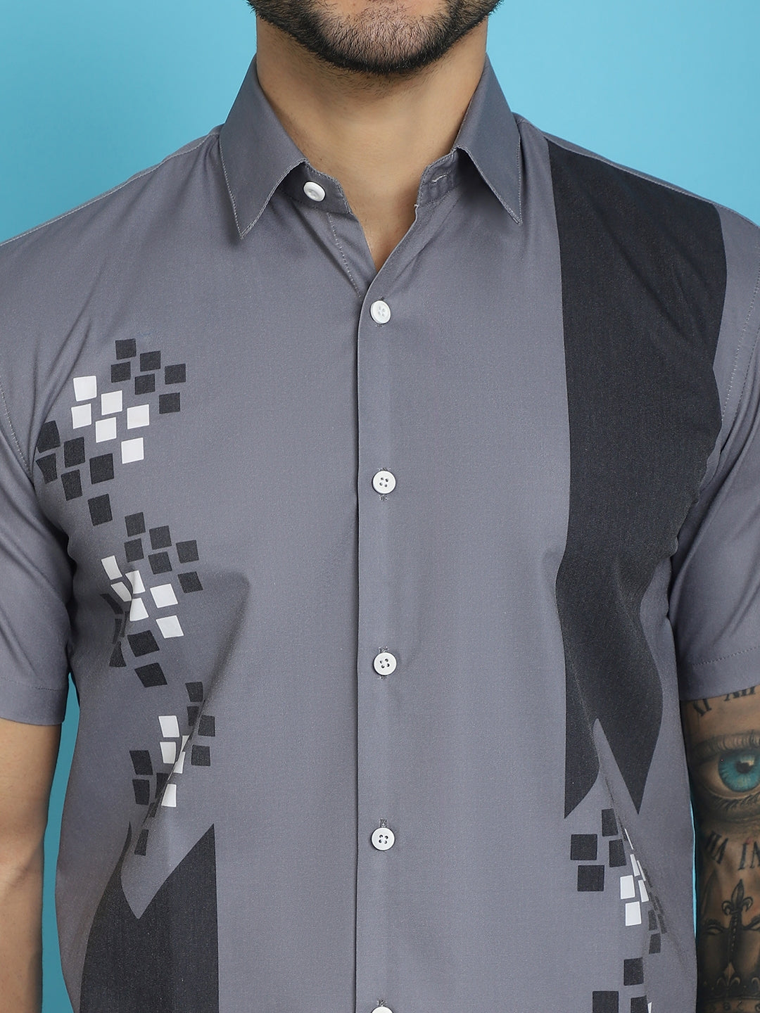 Men's Printed Half Sleeve Lycra Shirt for Men - Taantav