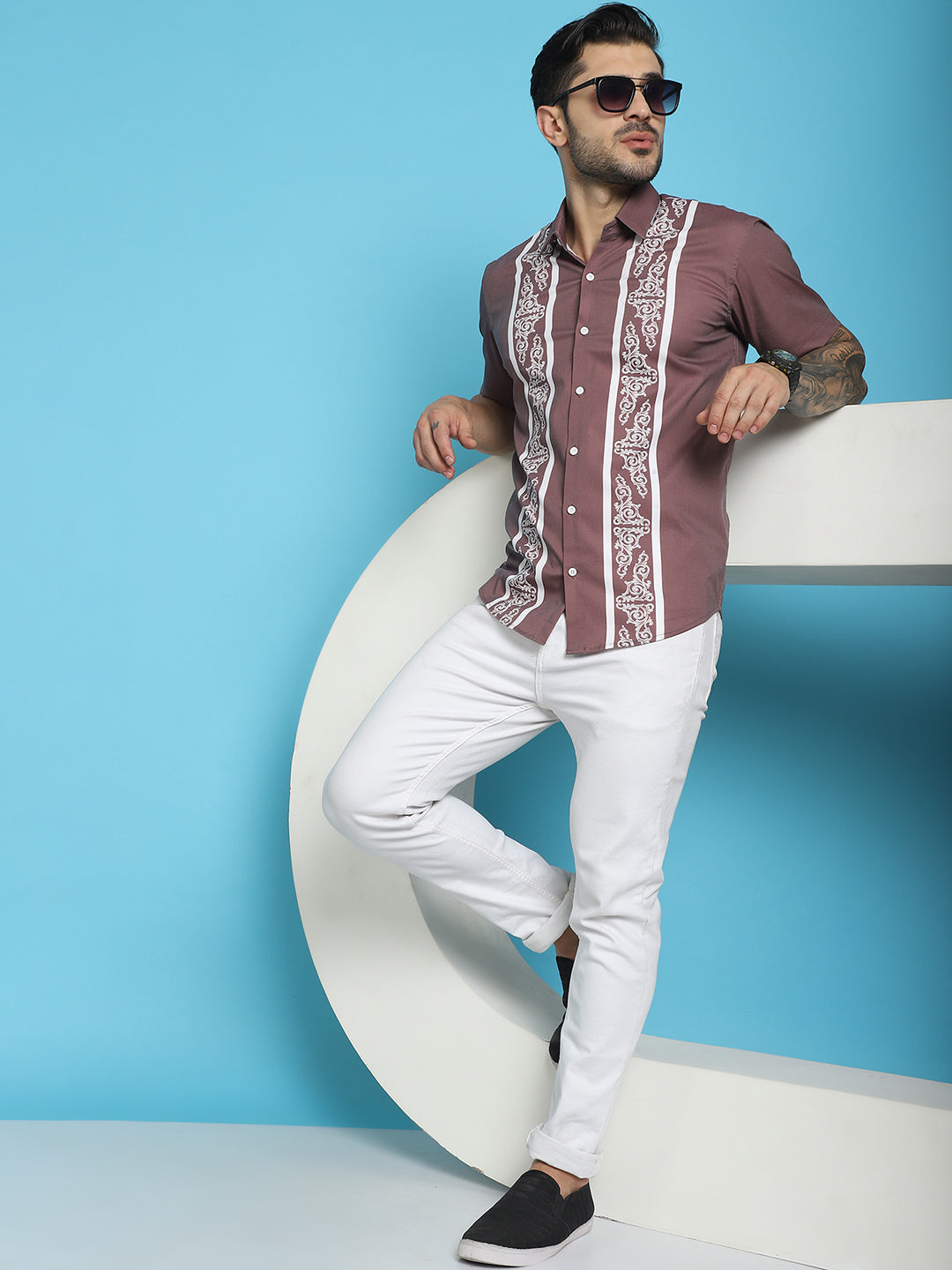 Men's Printed Half Sleeve Lycra Shirt for Men - Taantav