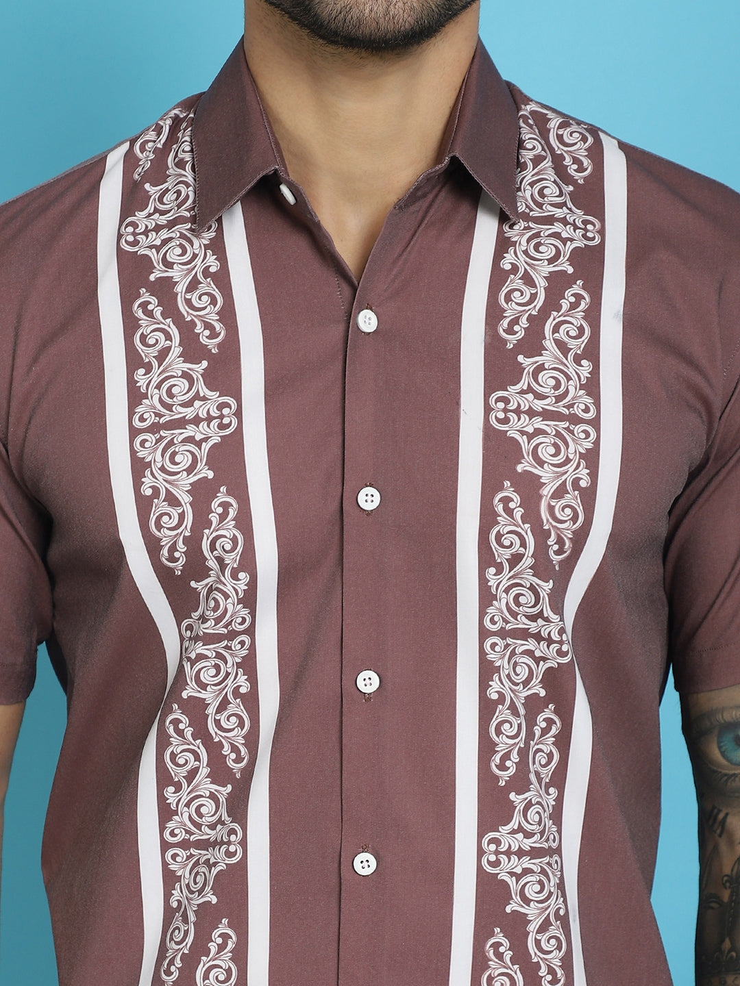 Men's Printed Half Sleeve Lycra Shirt for Men - Taantav