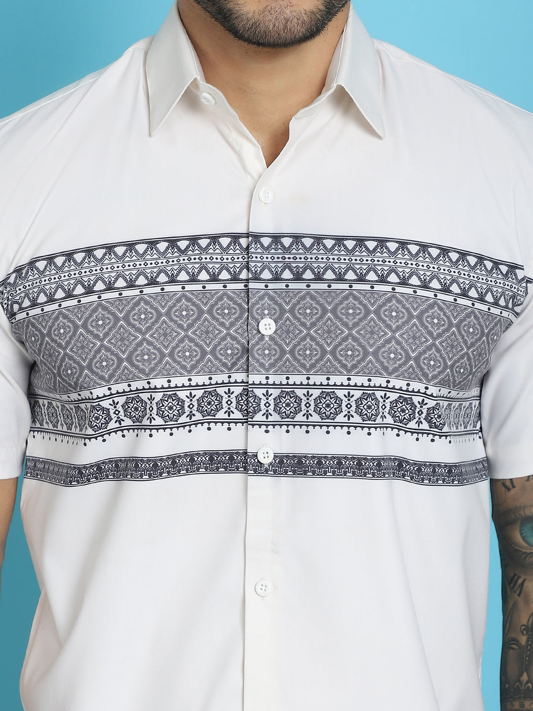 Men's Printed Half Sleeve Lycra Shirt for Men - Taantav